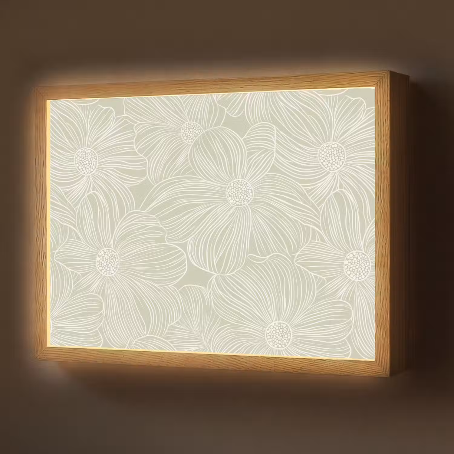 Sereen - Bloemen - Groen Light Box met batterij (Wandlamp) middel 907 -z3d_website