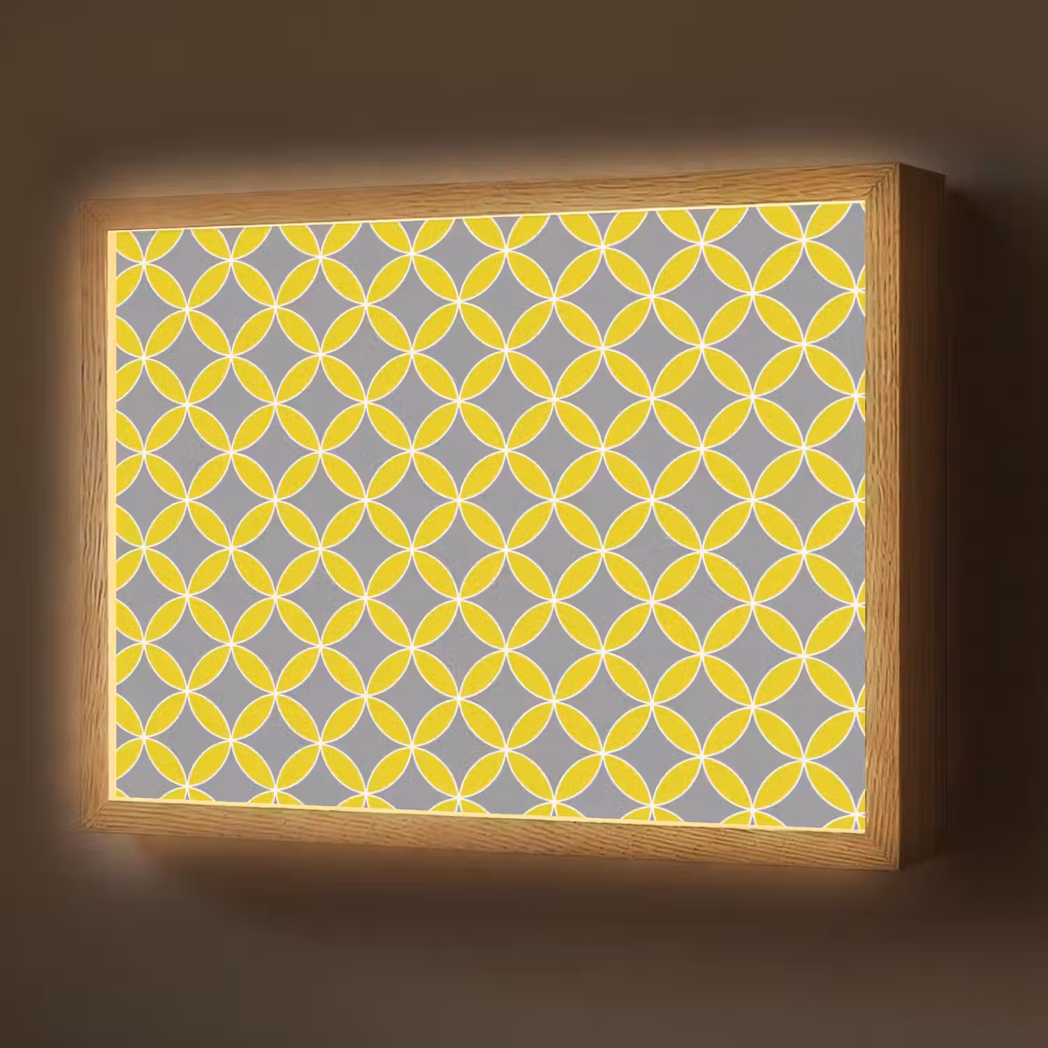 Geometrisch - Cirkels - Modern - Grijs - Geel Light Box met batterij (Wandlamp) middel 907 -z3d_website