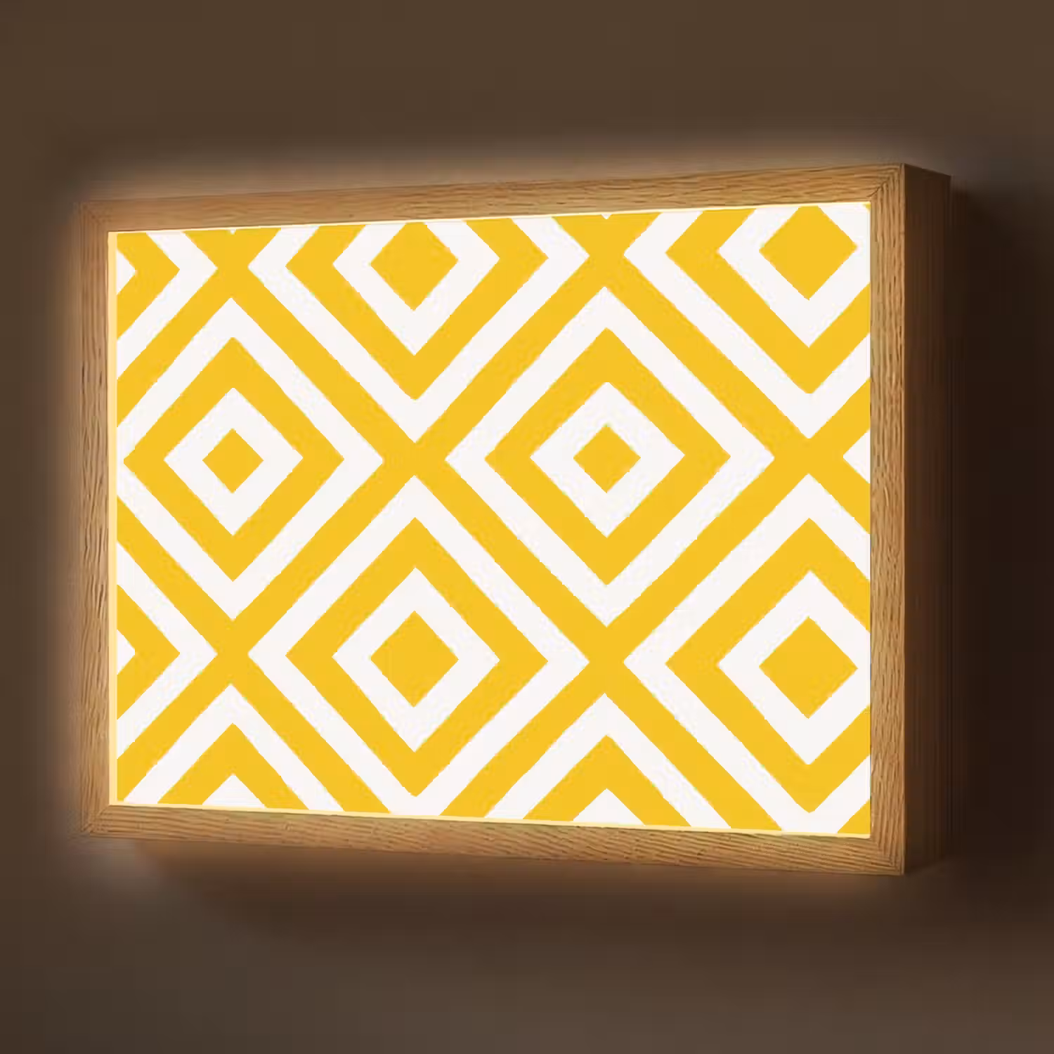Geometrisch - Lijnen - Modern - Geel - Wit Light Box met batterij (Wandlamp) middel 907 -z3d_website