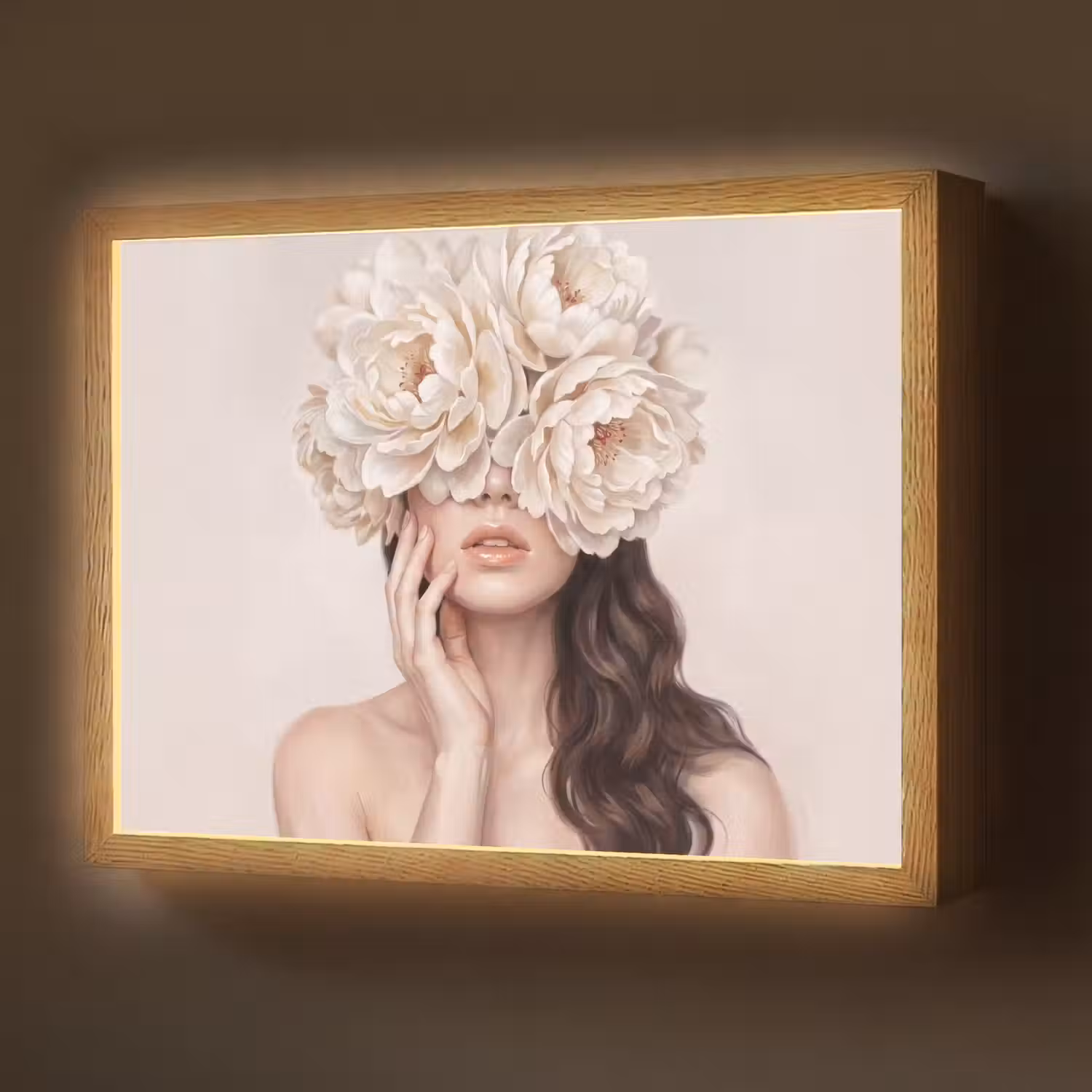Gezicht - Pioenrozen - Crème Light Box met batterij (Wandlamp) middel -z3d_website