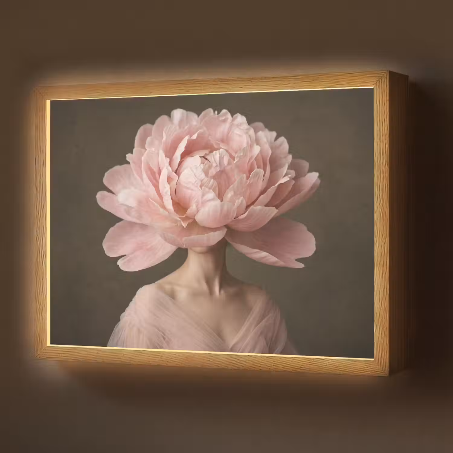 Gezicht - Roos - Roze Light Box met batterij (Wandlamp) middel -z3d_website