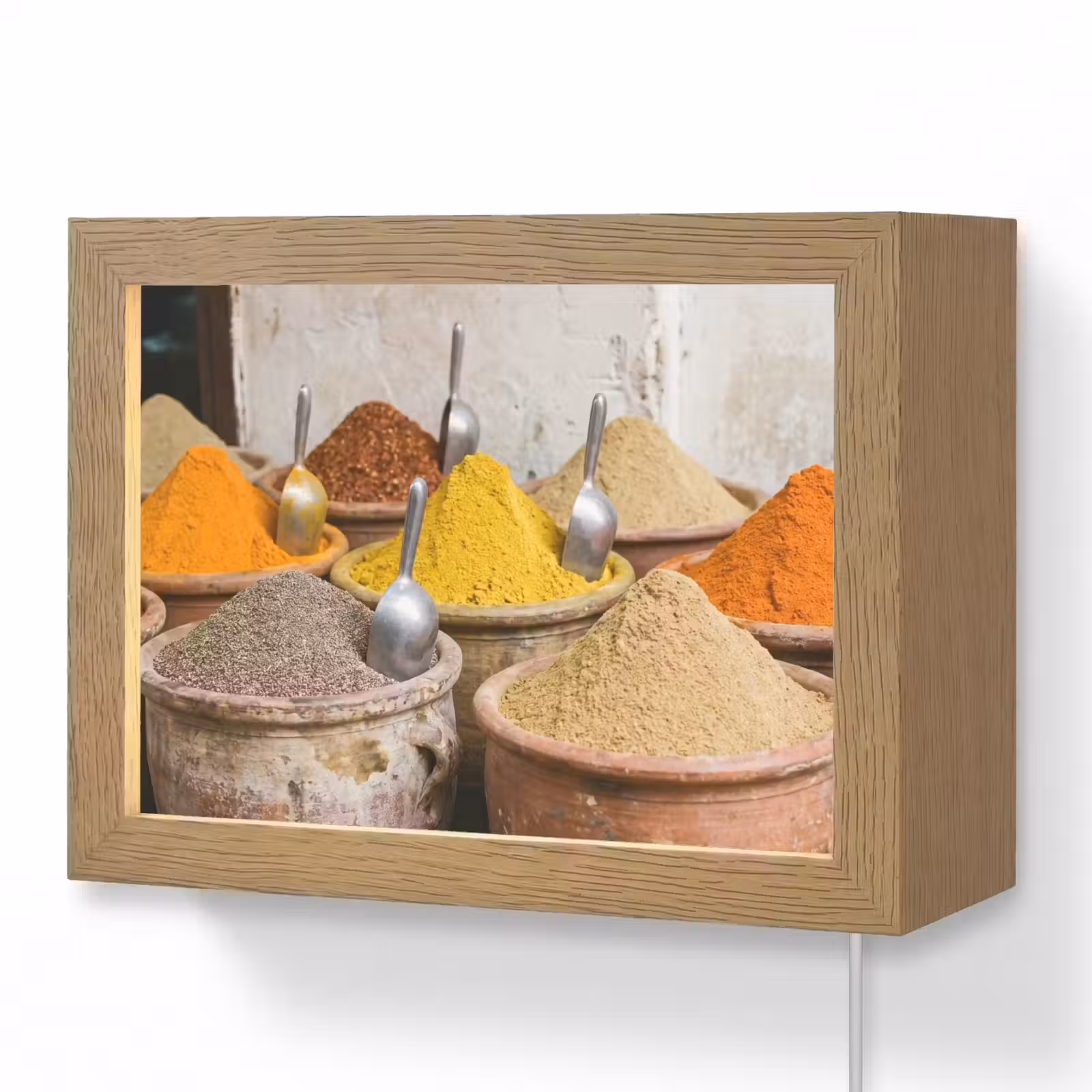 Lightbox - Wandleuchte - Gewürze – Gläser – Orientalisch - Kruiden - Potten - Oosters Light Box met kabel (Wandlamp) klein