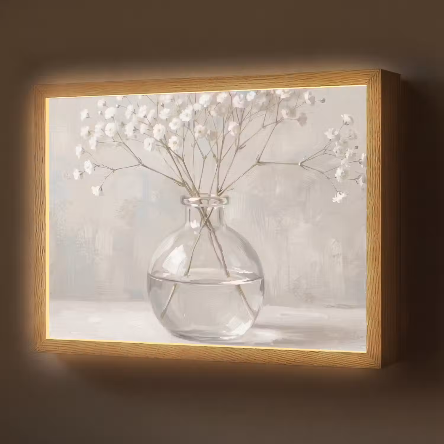 Gipskruid - Vaas - Wit Light Box met batterij (Wandlamp) middel -z3d_website