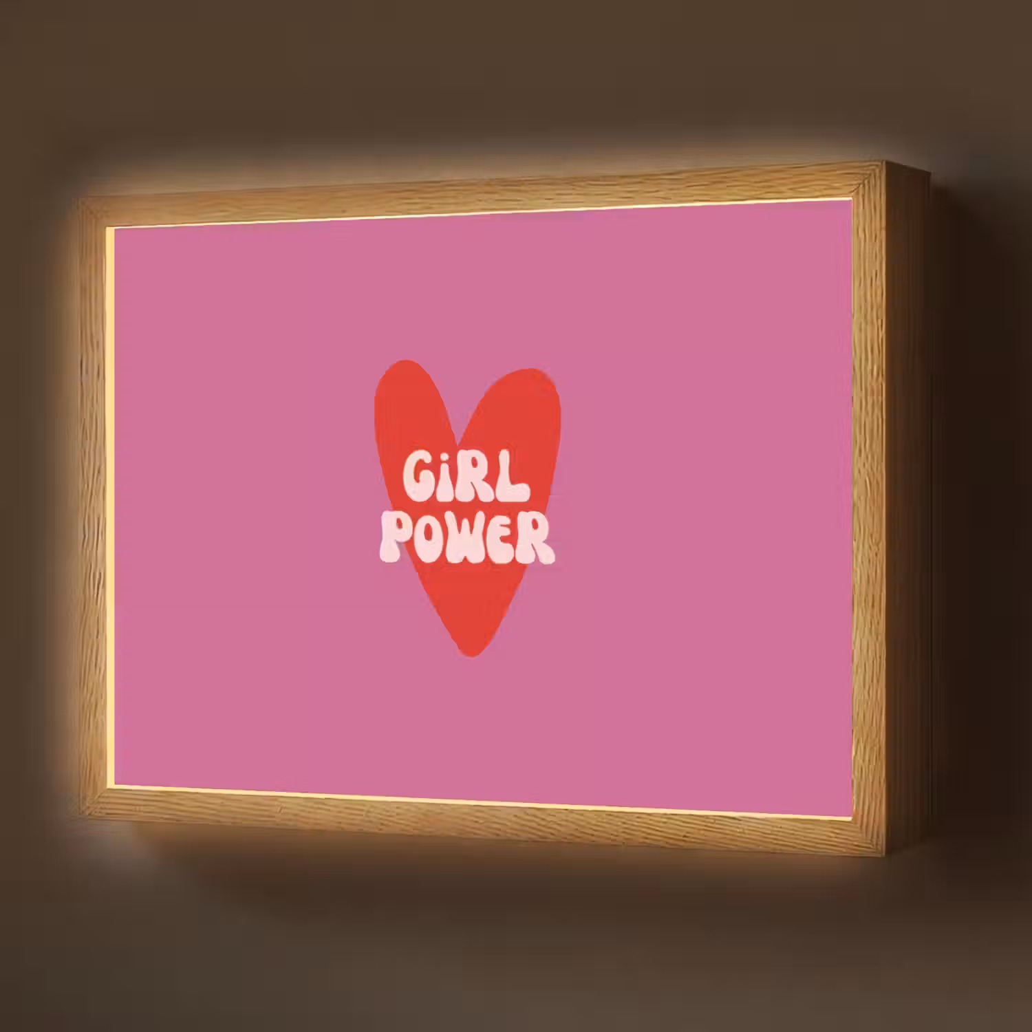 Girl power - Hart - Roze - Rood Light Box met batterij (Wandlamp) middel -z3d_website