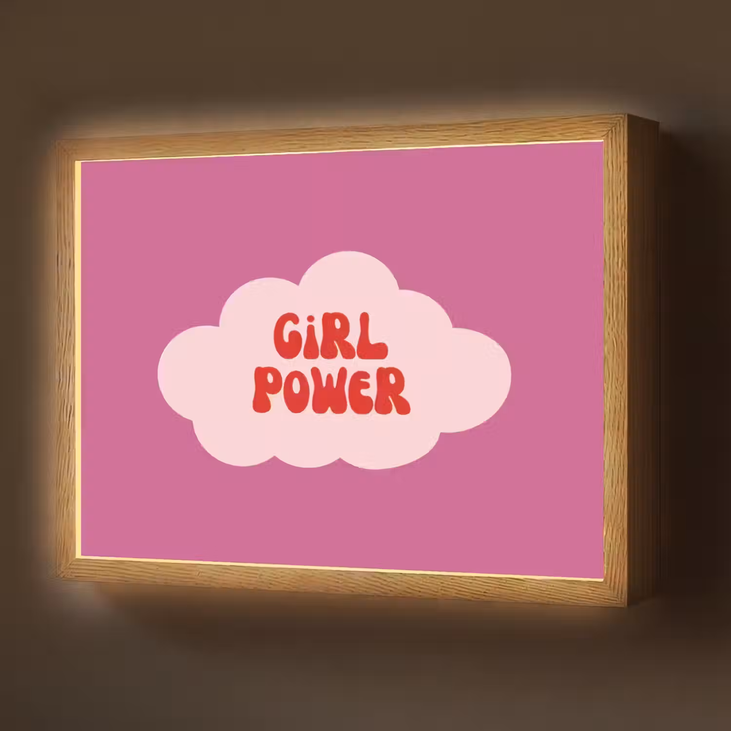 Girl power - Wolk - Roze Light Box met batterij (Wandlamp) middel -z3d_website
