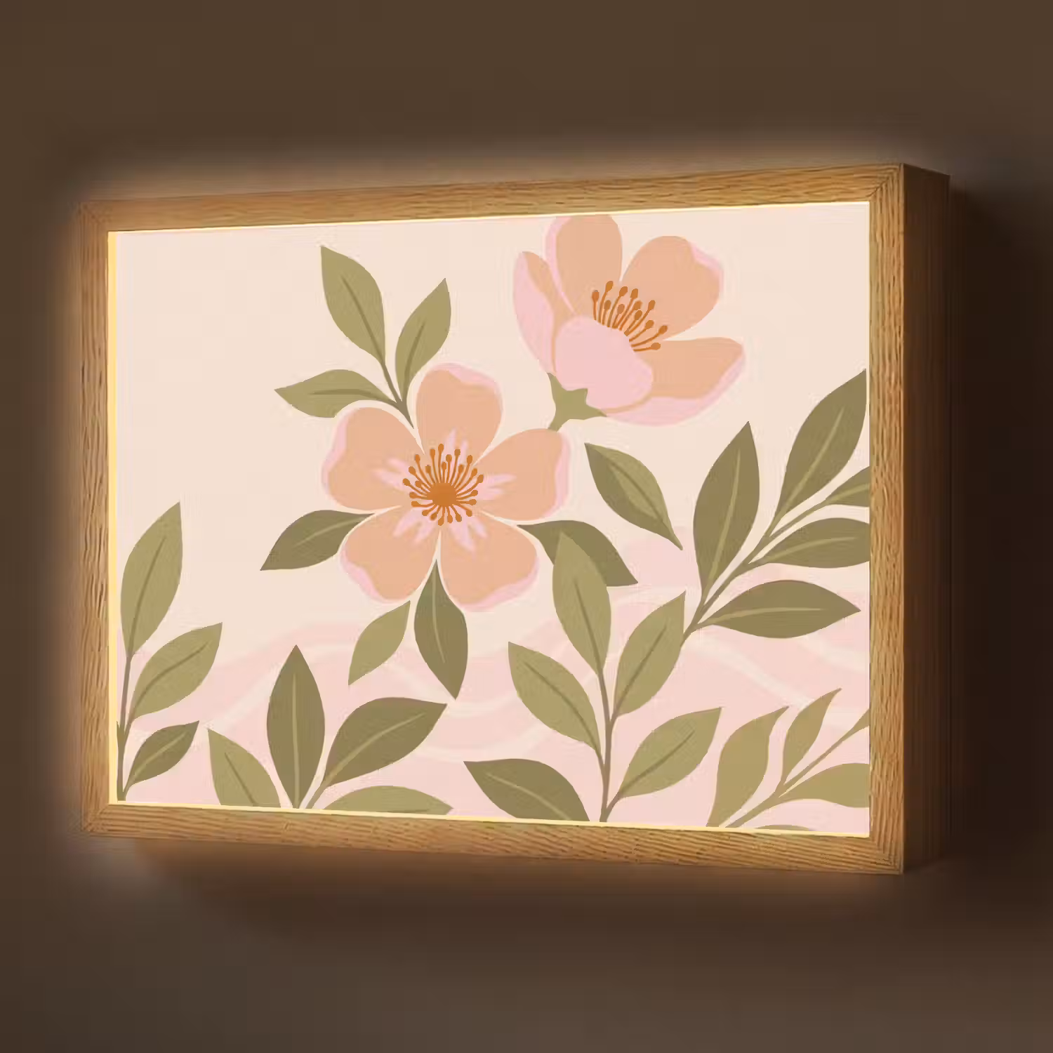 Grafisch - Bloemen - Roze Light Box met batterij (Wandlamp) middel -z3d_website