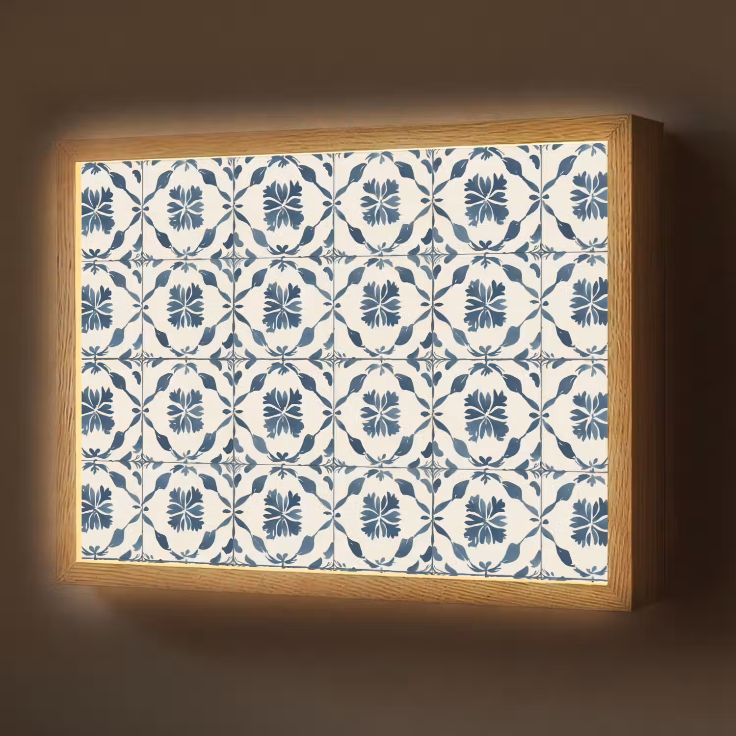 Grafisch - Tegel - Blauw Light Box met batterij (Wandlamp) middel 907 -z3d_website