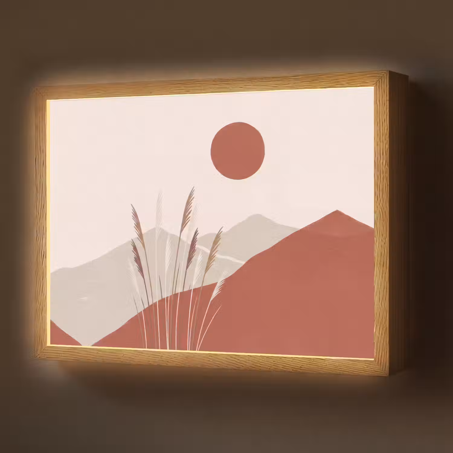 Gras - Landschap - Natuur - Abstract - Beige Light Box met batterij (Wandlamp) middel -z3d_website