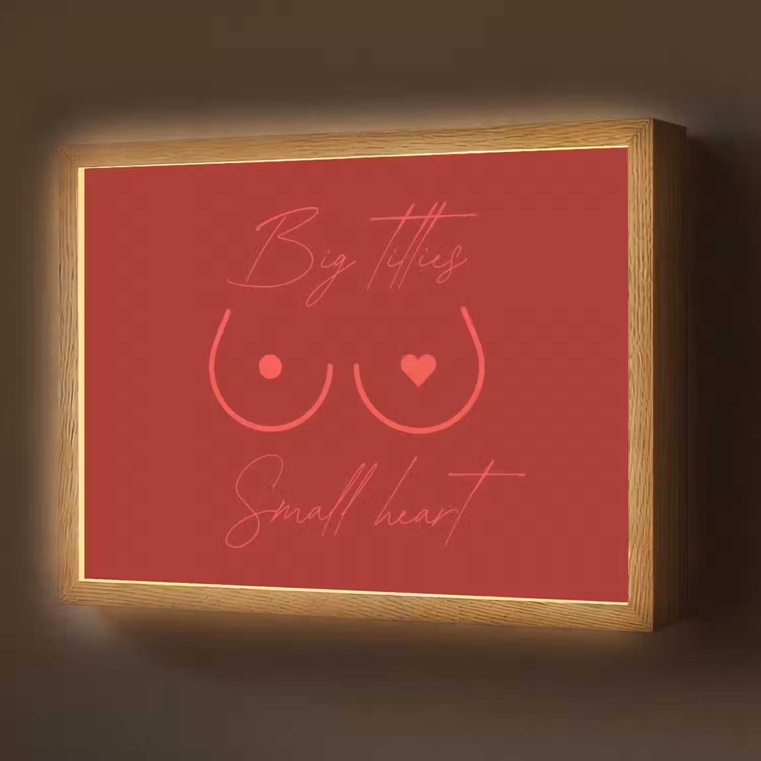 Big titties small heart - Rood - Hart Light Box met batterij (Wandlamp) middel -z3d_website