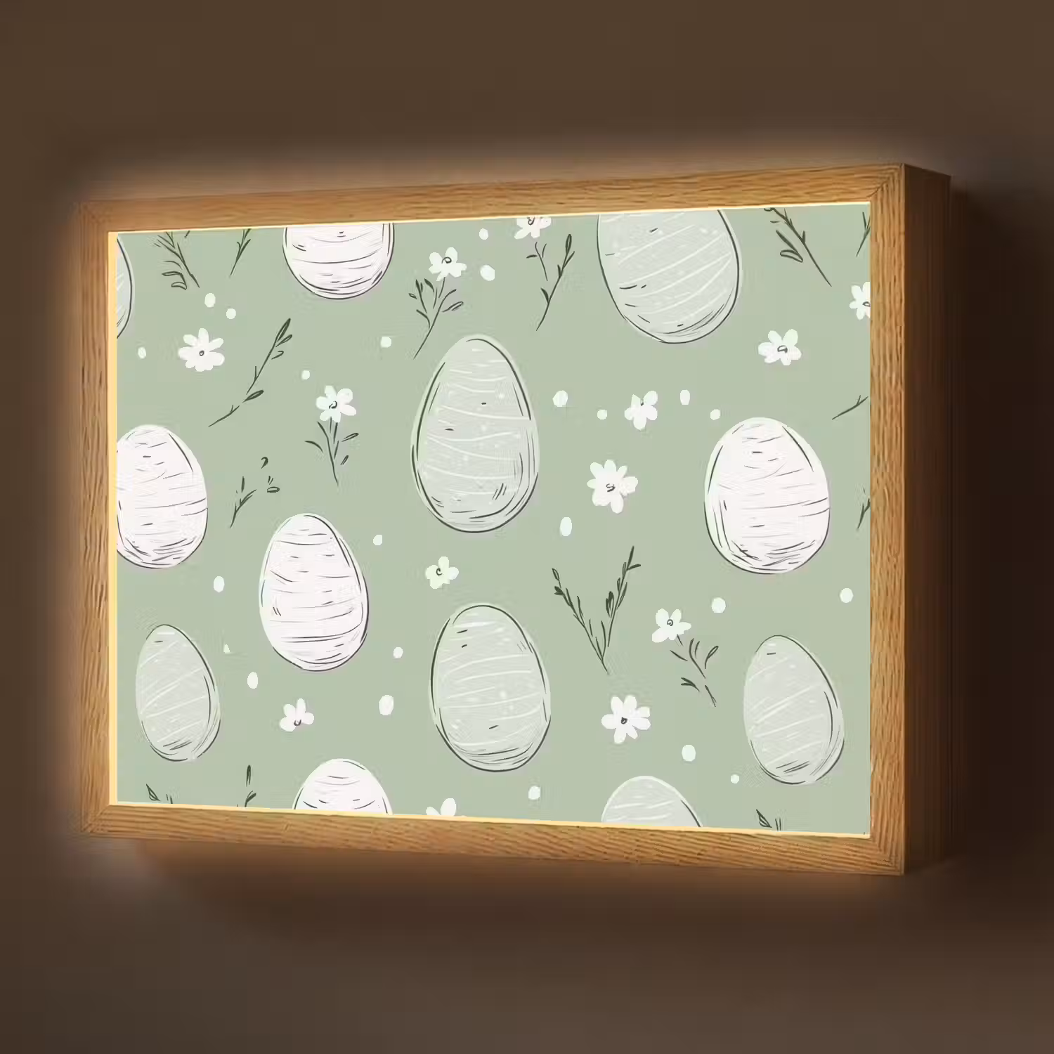Groen - Eieren - Patroon Light Box met batterij (Wandlamp) middel -z3d_website