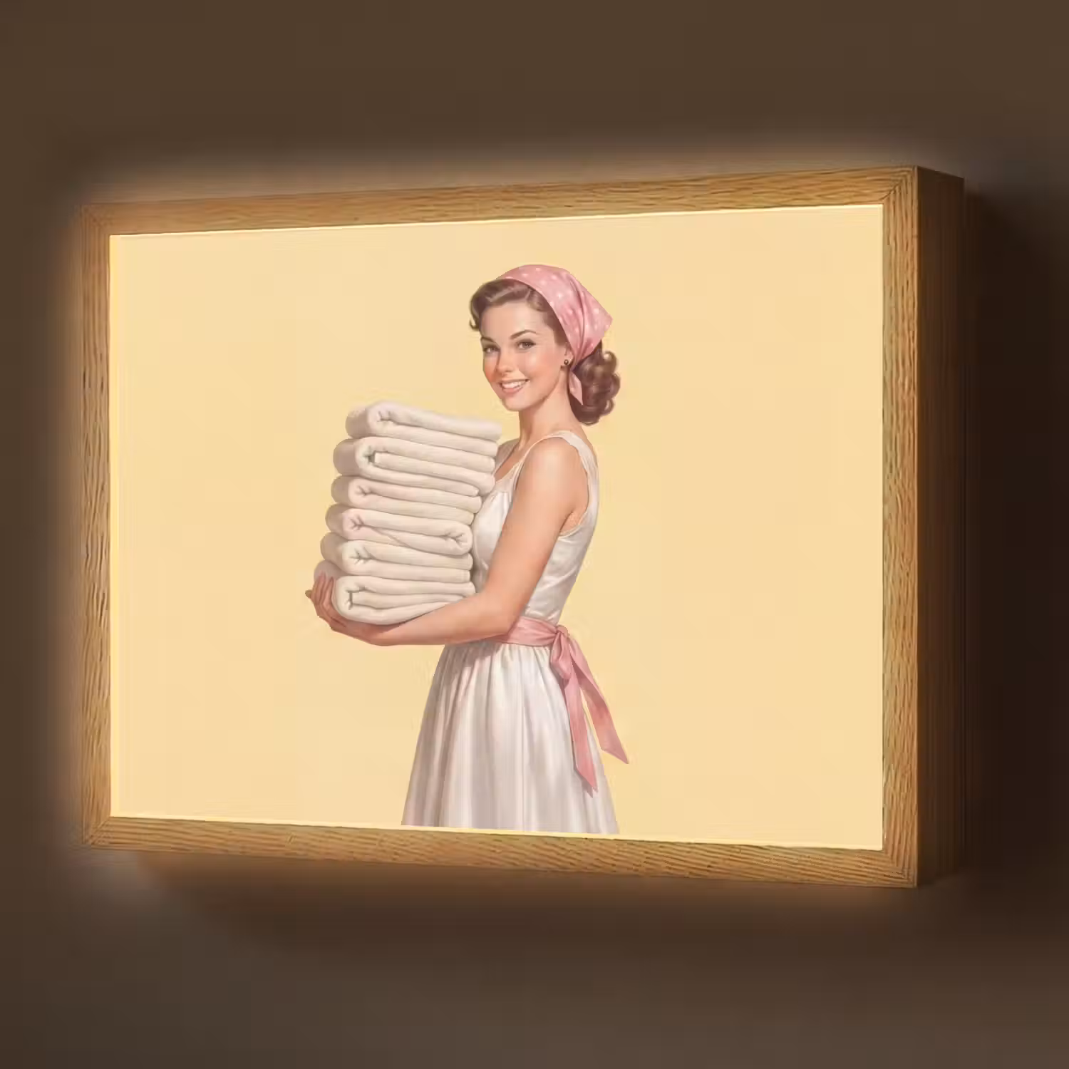 Handdoeken - Vrouw - Jurk - Roze Light Box met batterij (Wandlamp) middel -z3d_website