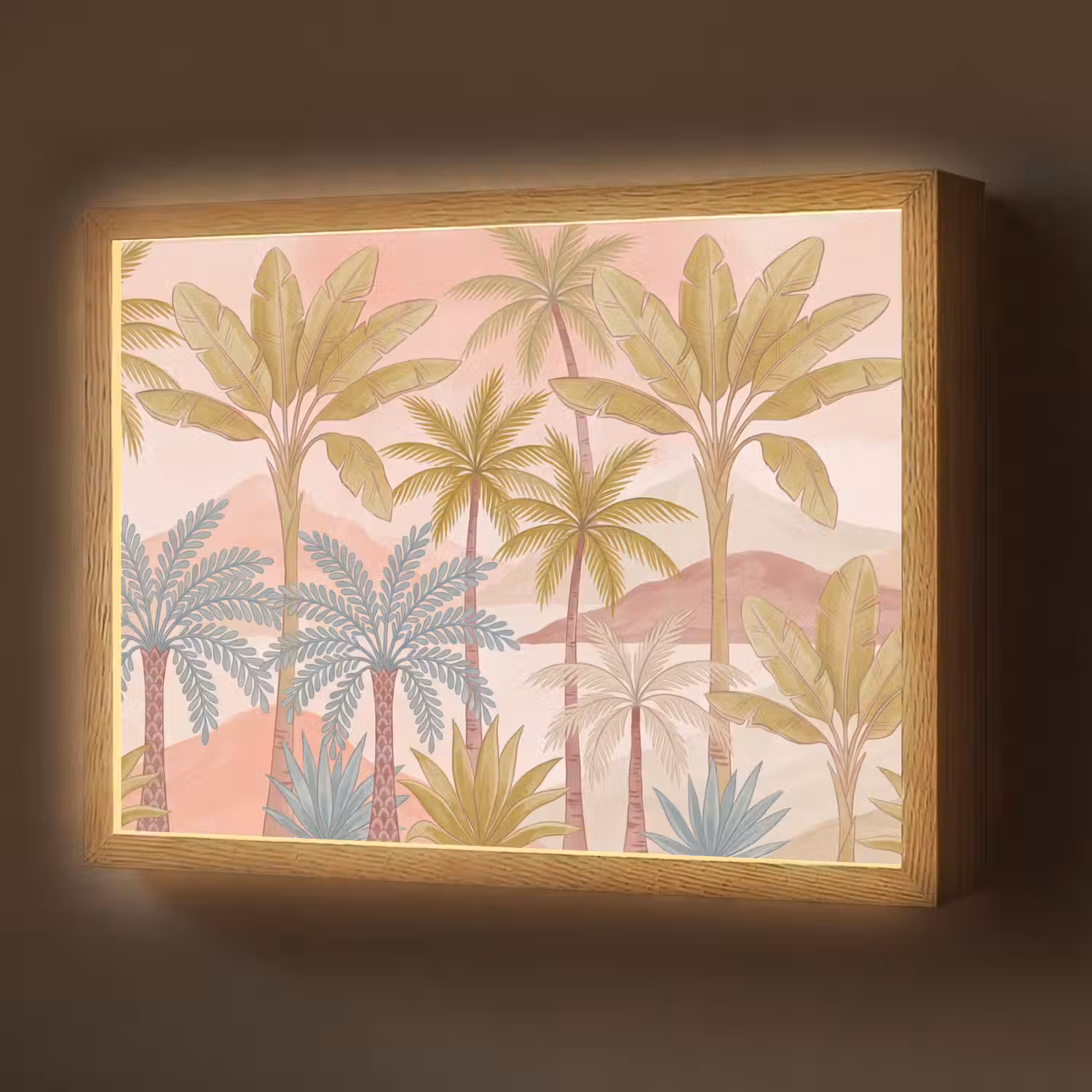 Illustratie - Palmbomen - Kleurrijk Light Box met batterij (Wandlamp) middel -z3d_website