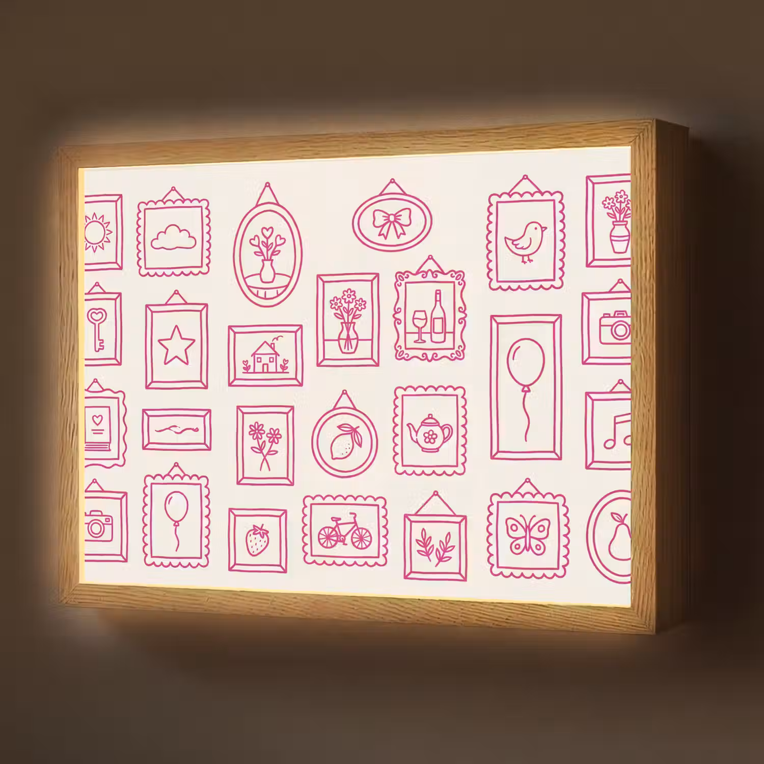 Illustratie - Collectie - Kunst - Minimalistisch - Roze Light Box met batterij (Wandlamp) middel -z3d_website