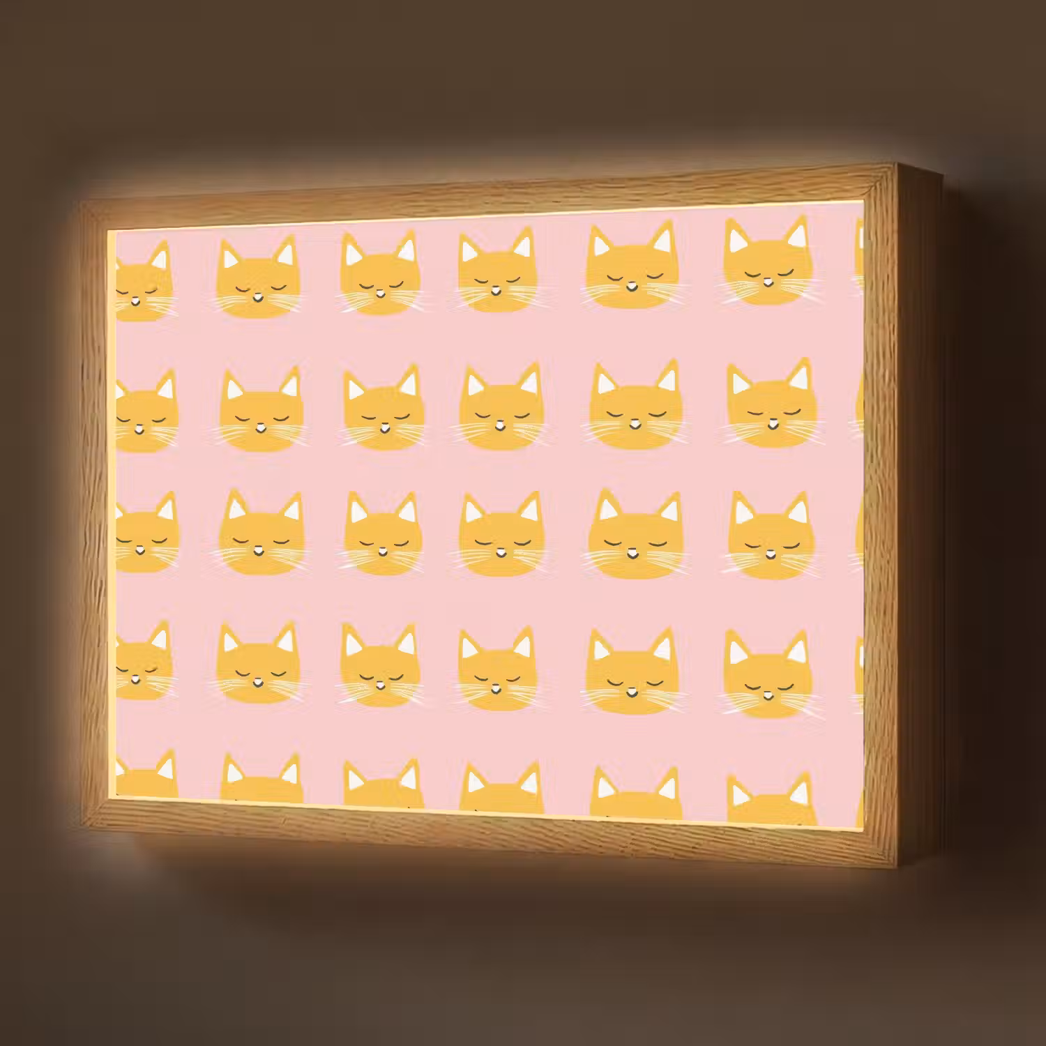 Katten - Patroon - Roze Light Box met batterij (Wandlamp) middel 907 -z3d_website