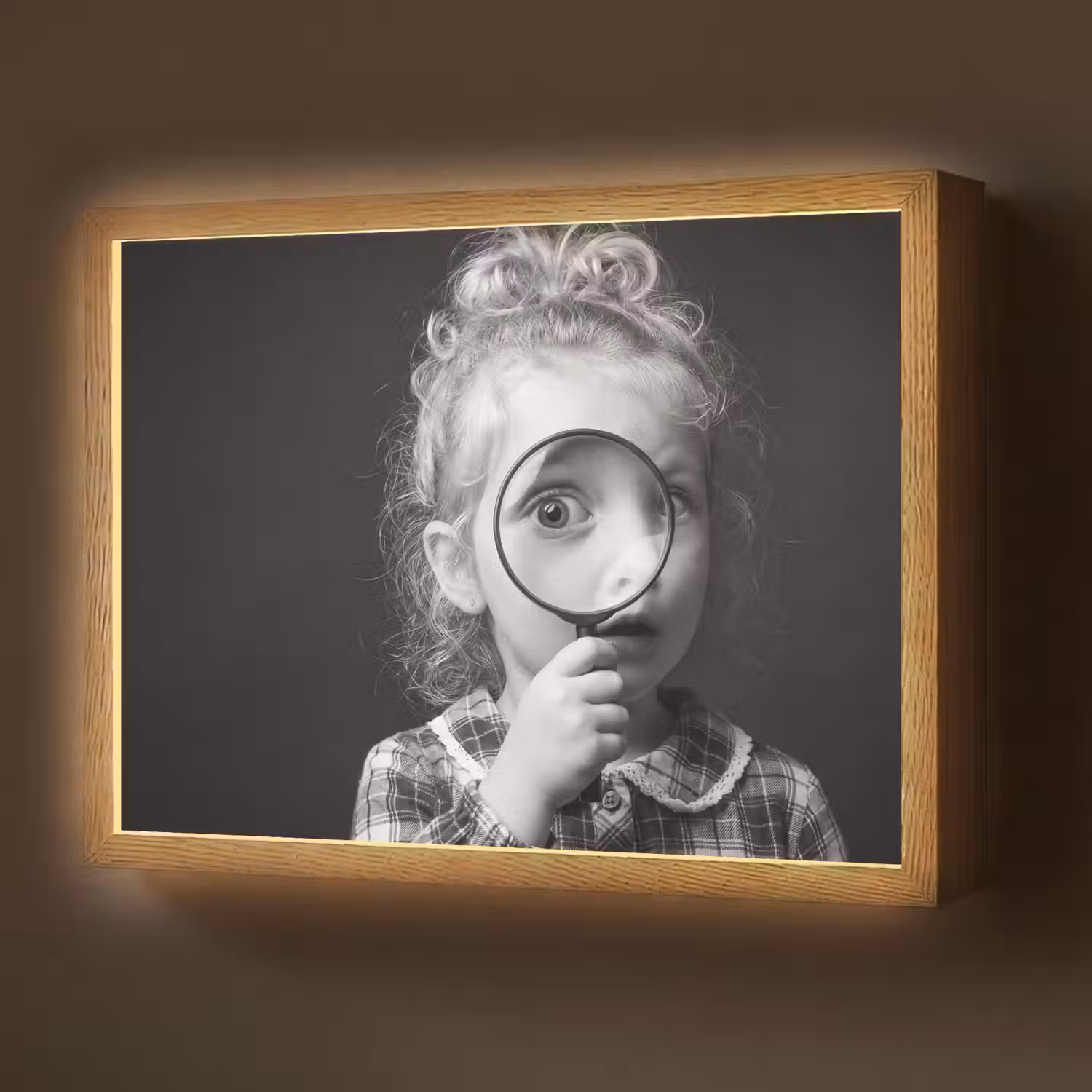 Kind - Vergrootglas - Portret - Zwart-wit Light Box met batterij (Wandlamp) middel -z3d_website