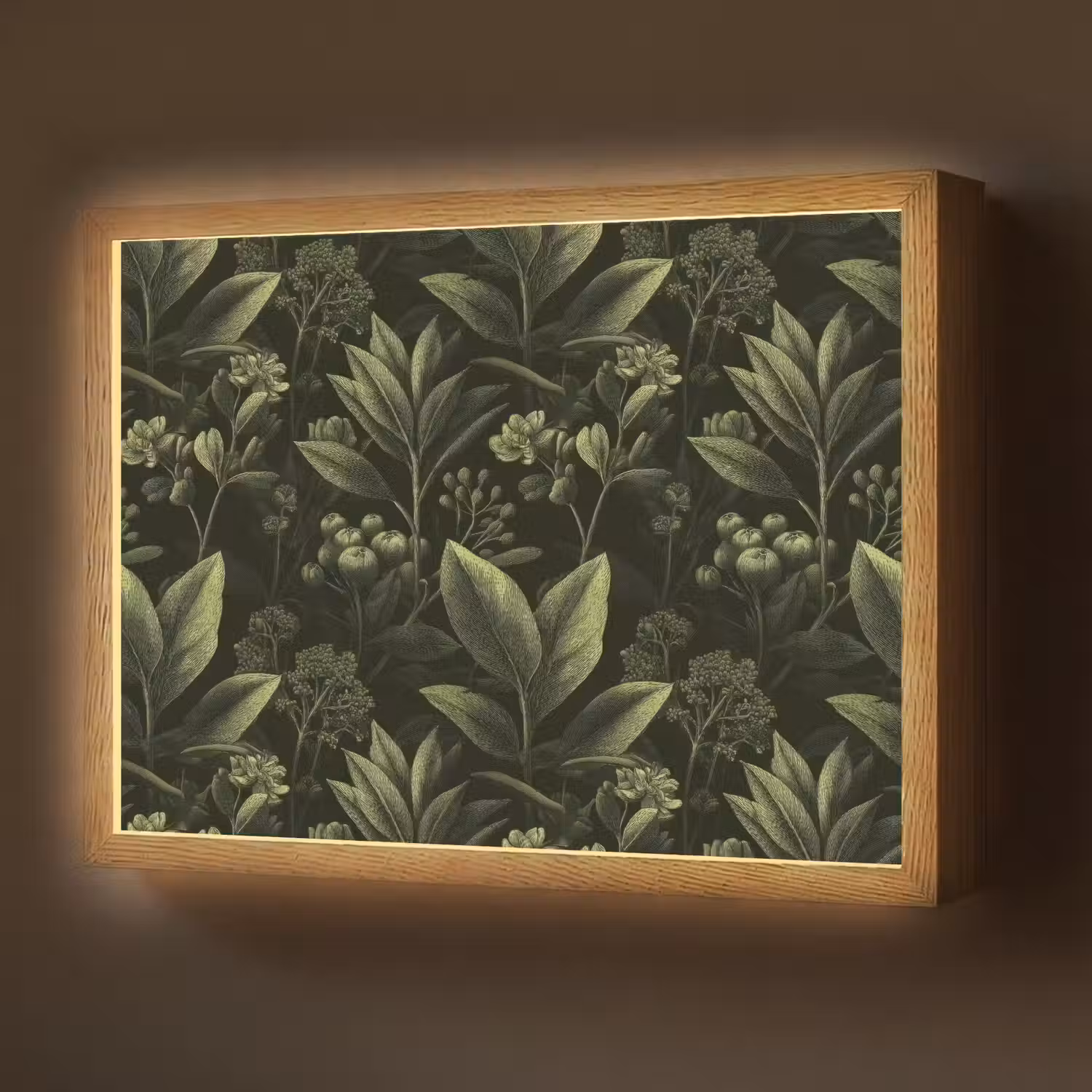 Klassiek - Donker - Botanisch - Planten Light Box met batterij (Wandlamp) middel 907 -z3d_website