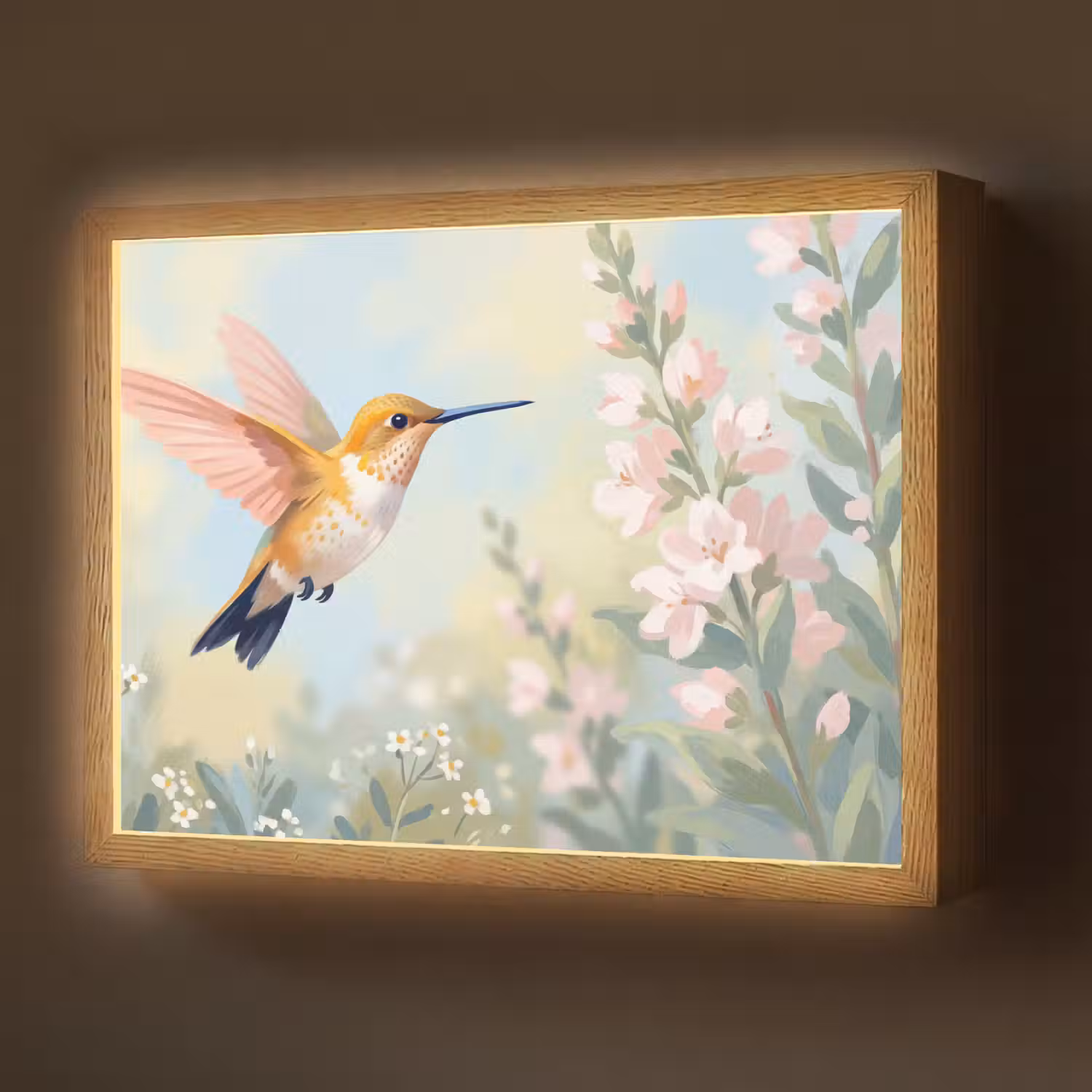 Kolibrie - Illustratie - Kleurrijk Light Box met batterij (Wandlamp) middel -z3d_website