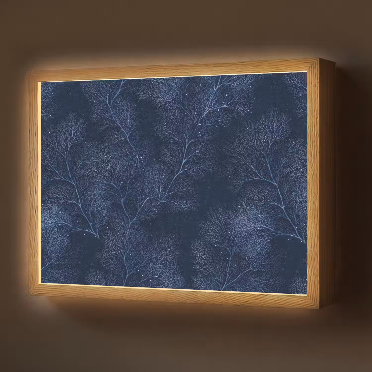 Koraal - Takken - Patroon - Nachtblauw Light Box met batterij (Wandlamp) middel 907 -z3d_website