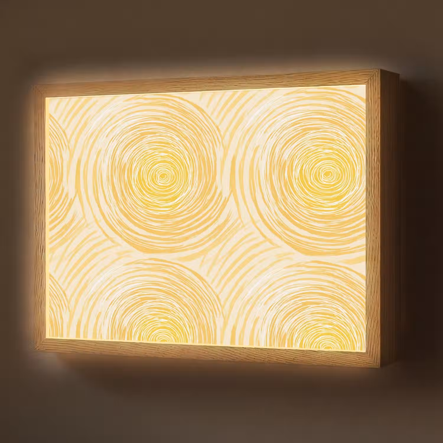 Cirkels - Abstract - Artistiek - Geel Light Box met batterij (Wandlamp) middel 907 -z3d_website