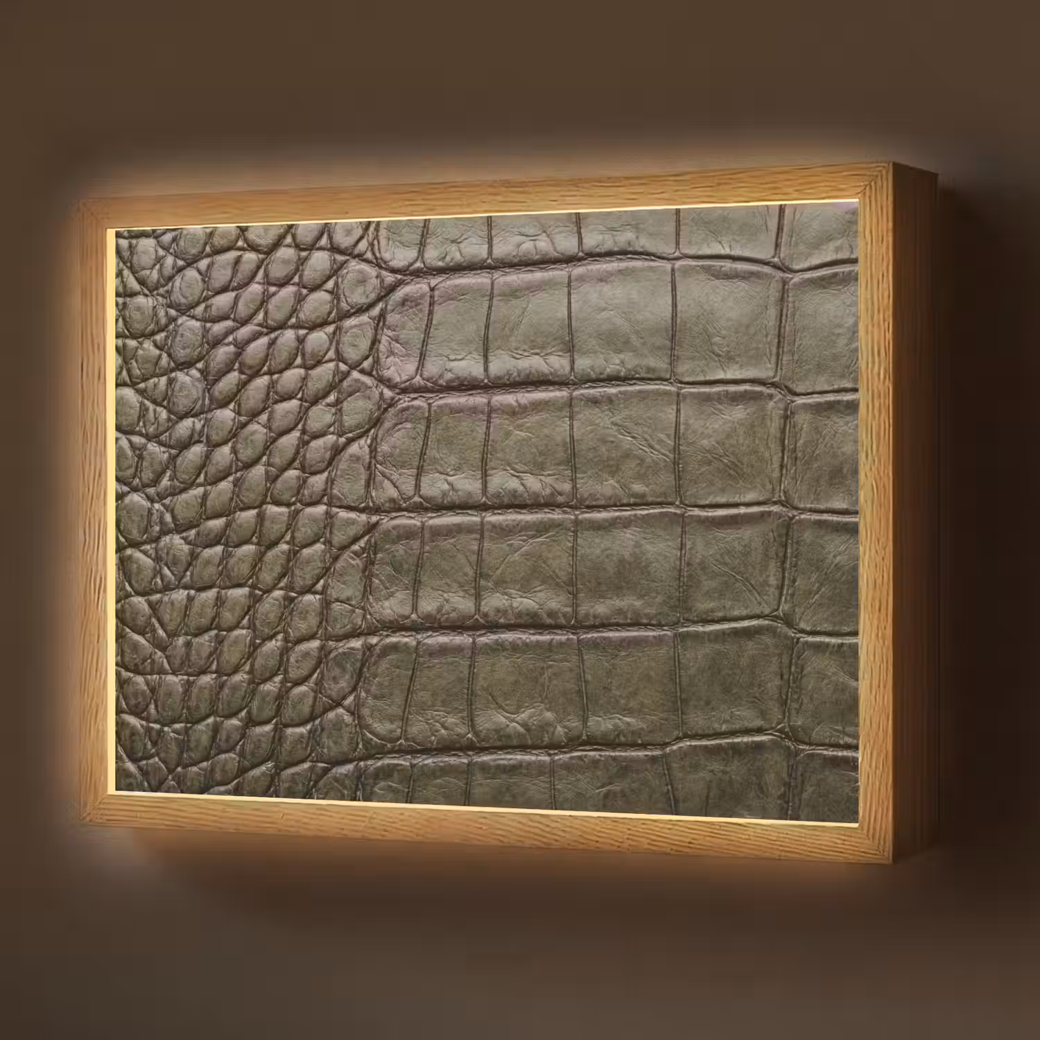 Krokodillenleer - Structuur - Groen Light Box met batterij (Wandlamp) middel -z3d_website