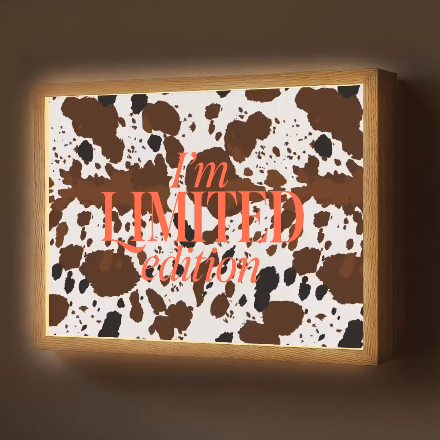 Koeienprint - Limited edition - Rood Light Box met batterij (Wandlamp) middel -z3d_website