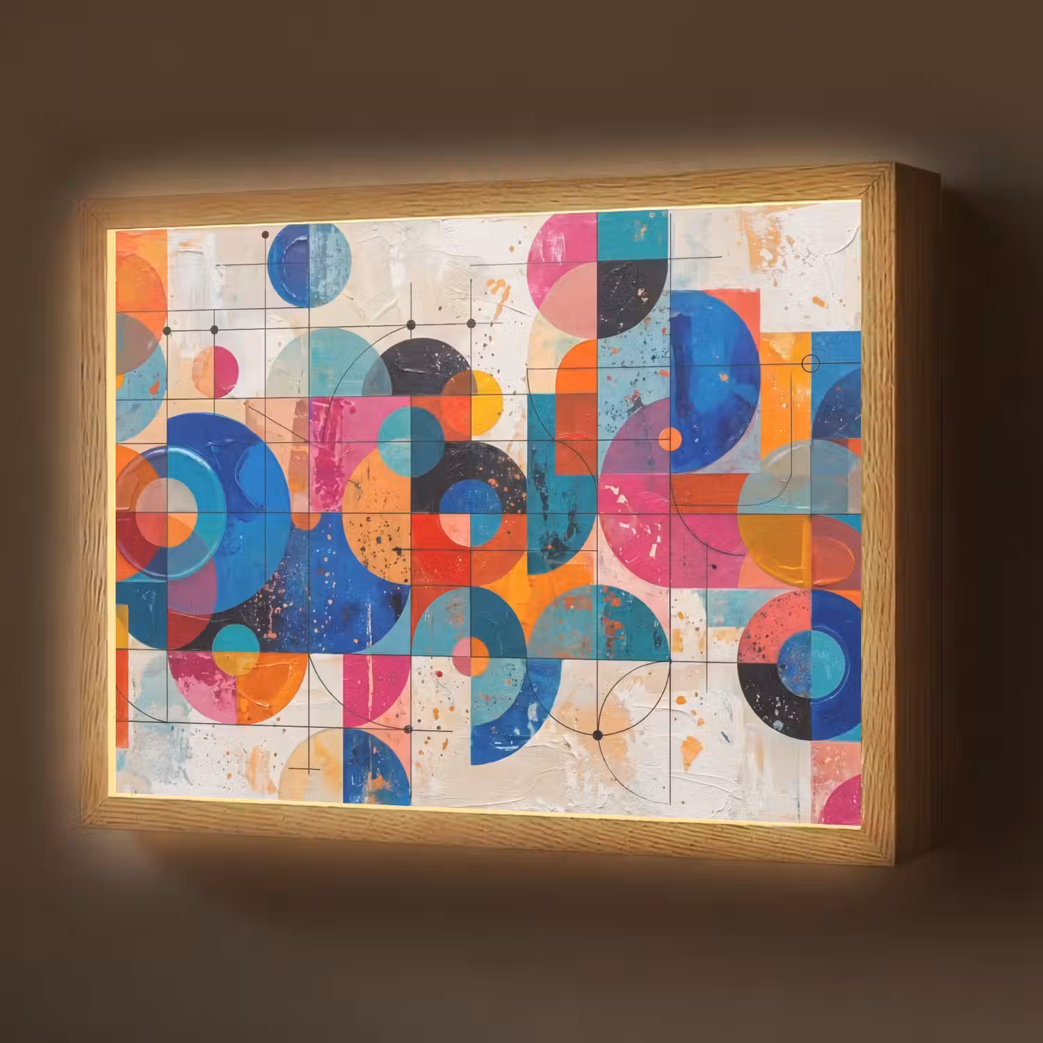 Kunst - Geometrisch - Abstract - Kleurrijk Light Box met batterij (Wandlamp) middel -z3d_website