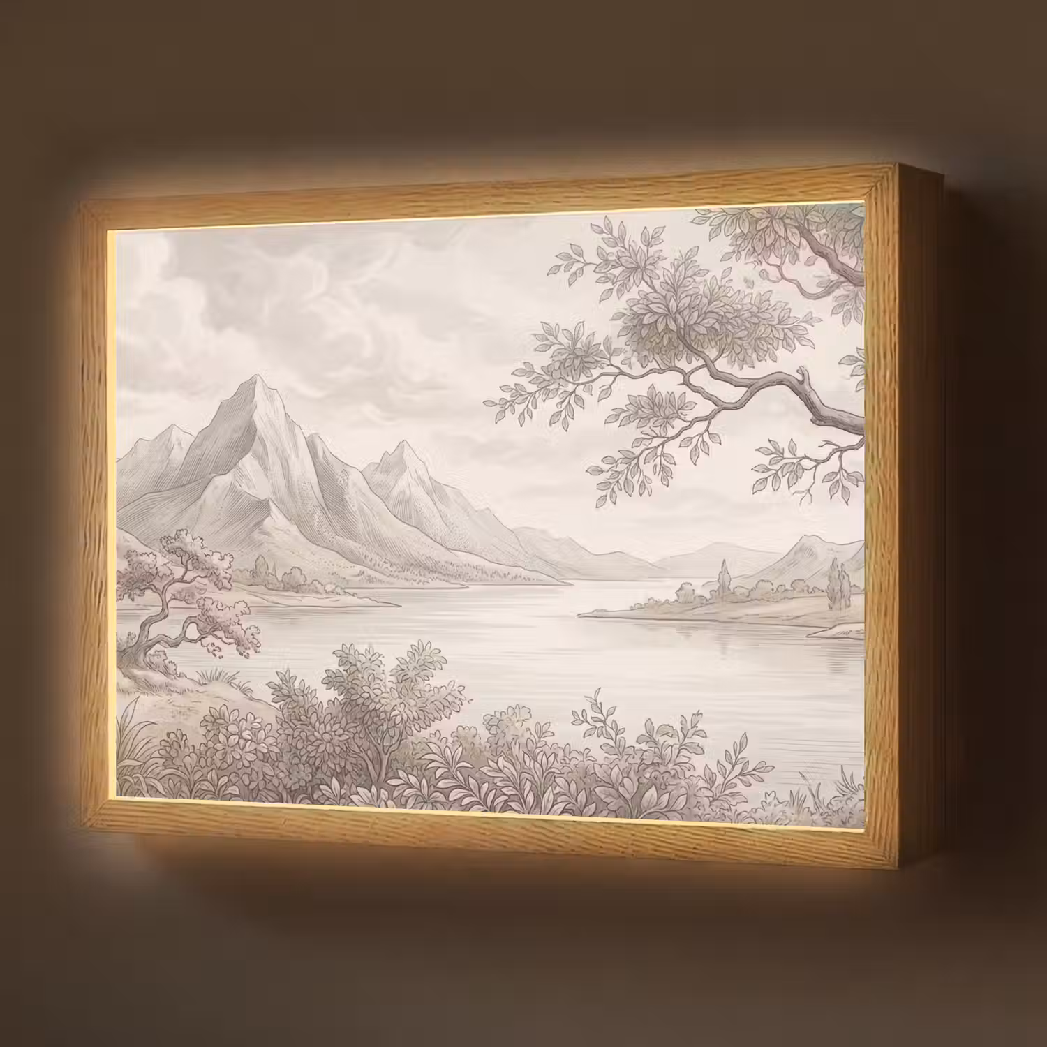 Landschap - Bergen - Meer - Natuur Light Box met batterij (Wandlamp) middel -z3d_website