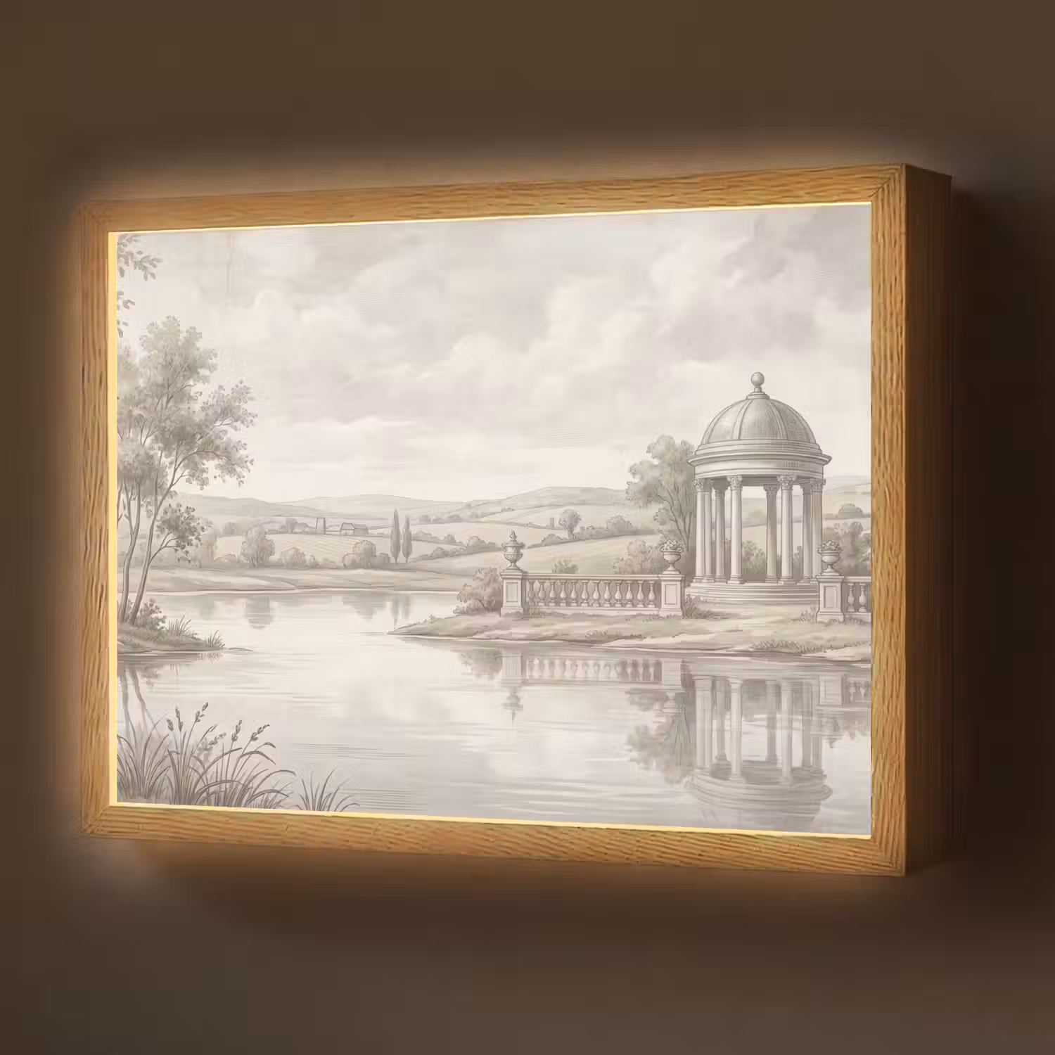 Landschap - Water - Natuur - Sepia Light Box met batterij (Wandlamp) middel -z3d_website