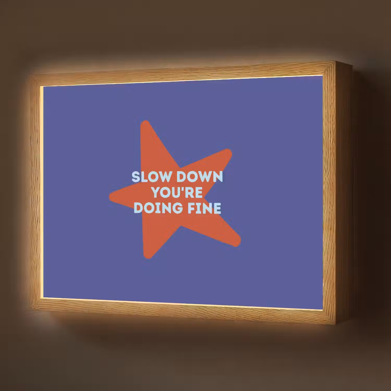 Slow down you're doing fine - Ster - Blauw Light Box met batterij (Wandlamp) middel -z3d_website