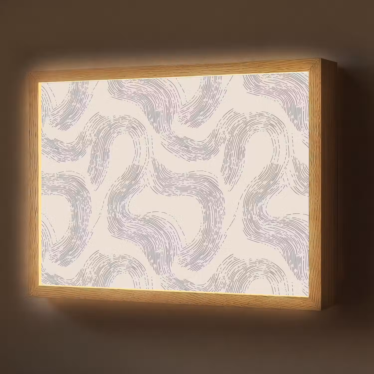 Lijnen - Patroon - Beige - Minimalistisch Light Box met batterij (Wandlamp) middel 907 -z3d_website