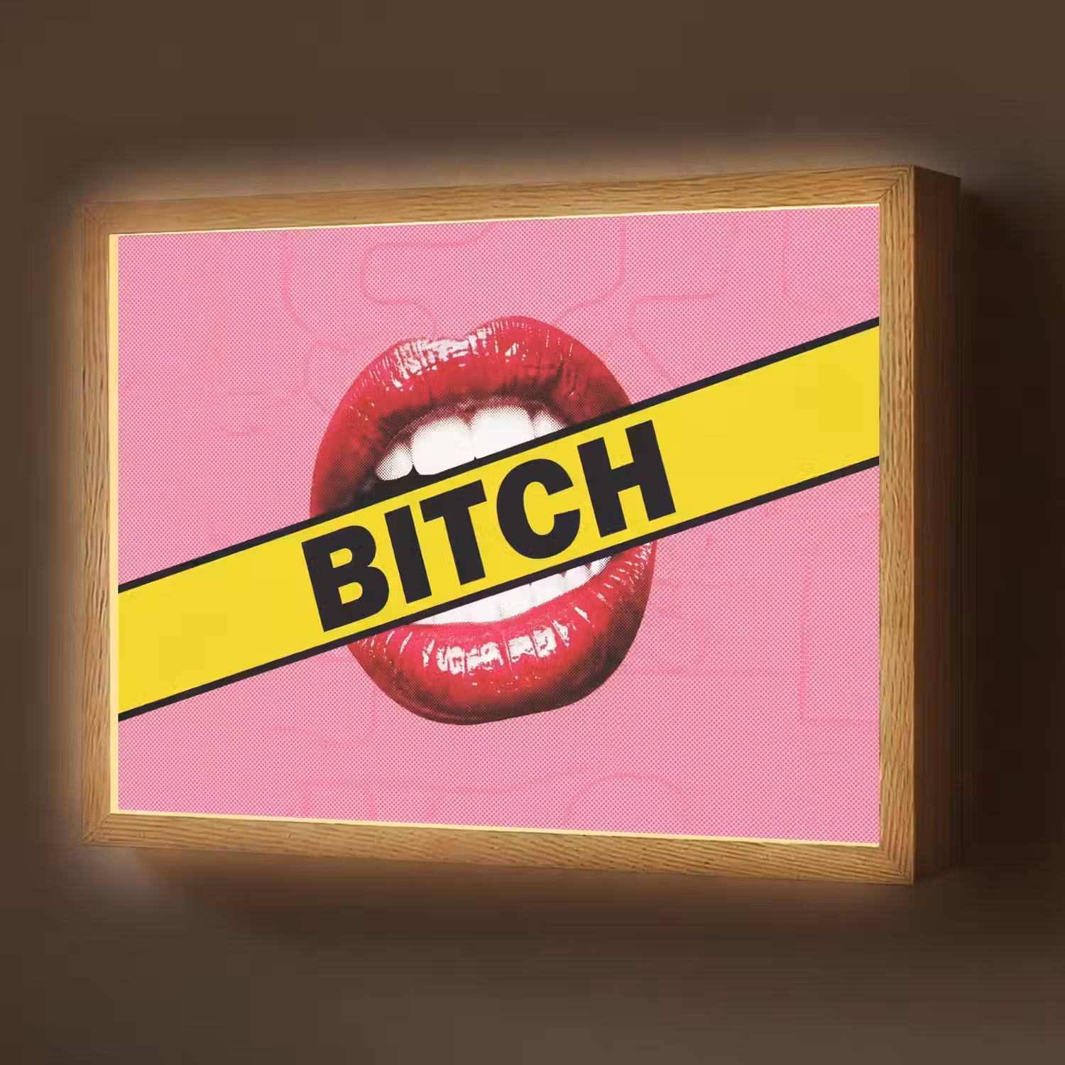 Lippen - Tekst - Kleurrijk Light Box met batterij (Wandlamp) middel -z3d_website