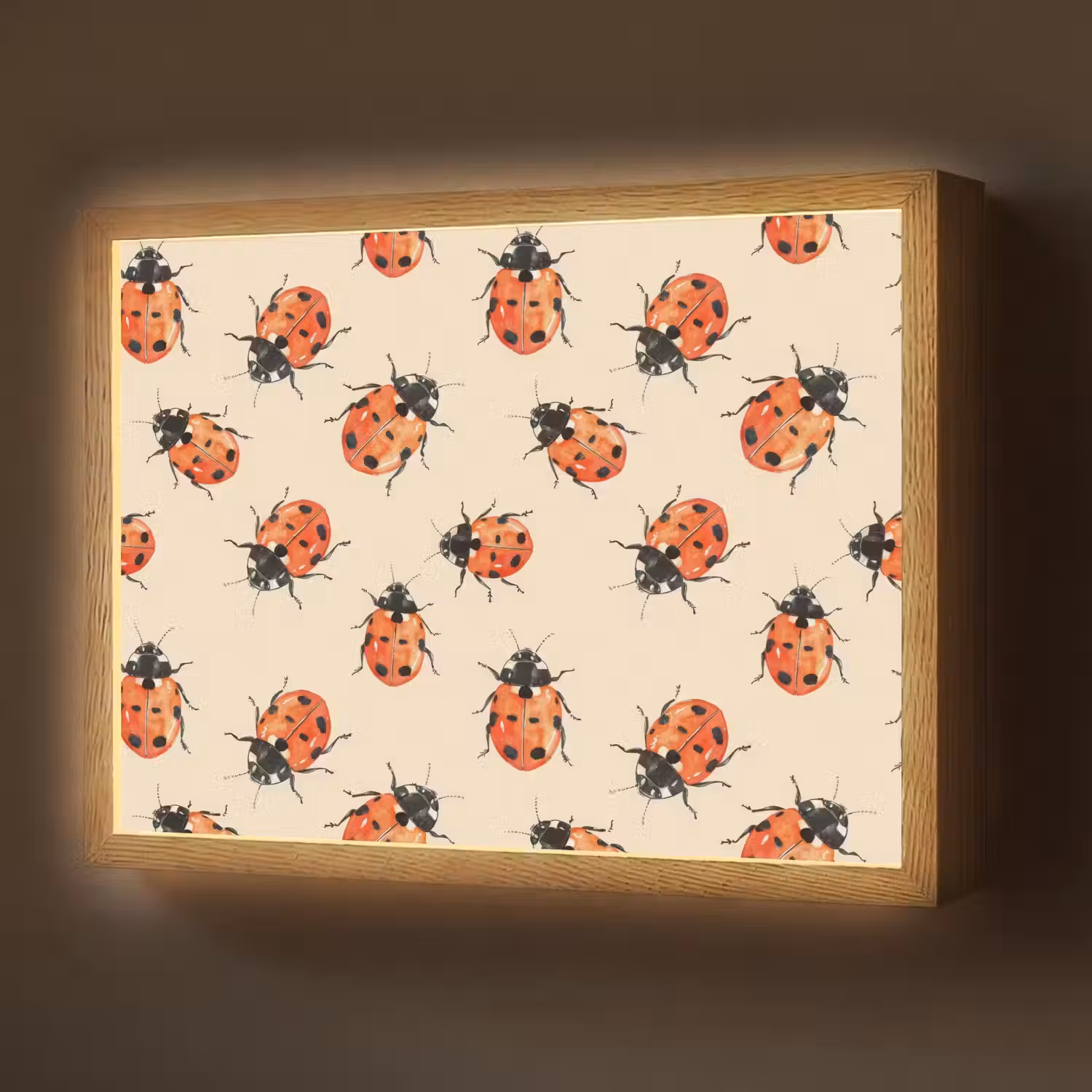 Lieveheersbeestjes - Patroon - Rood Light Box met batterij (Wandlamp) middel 907 -z3d_website