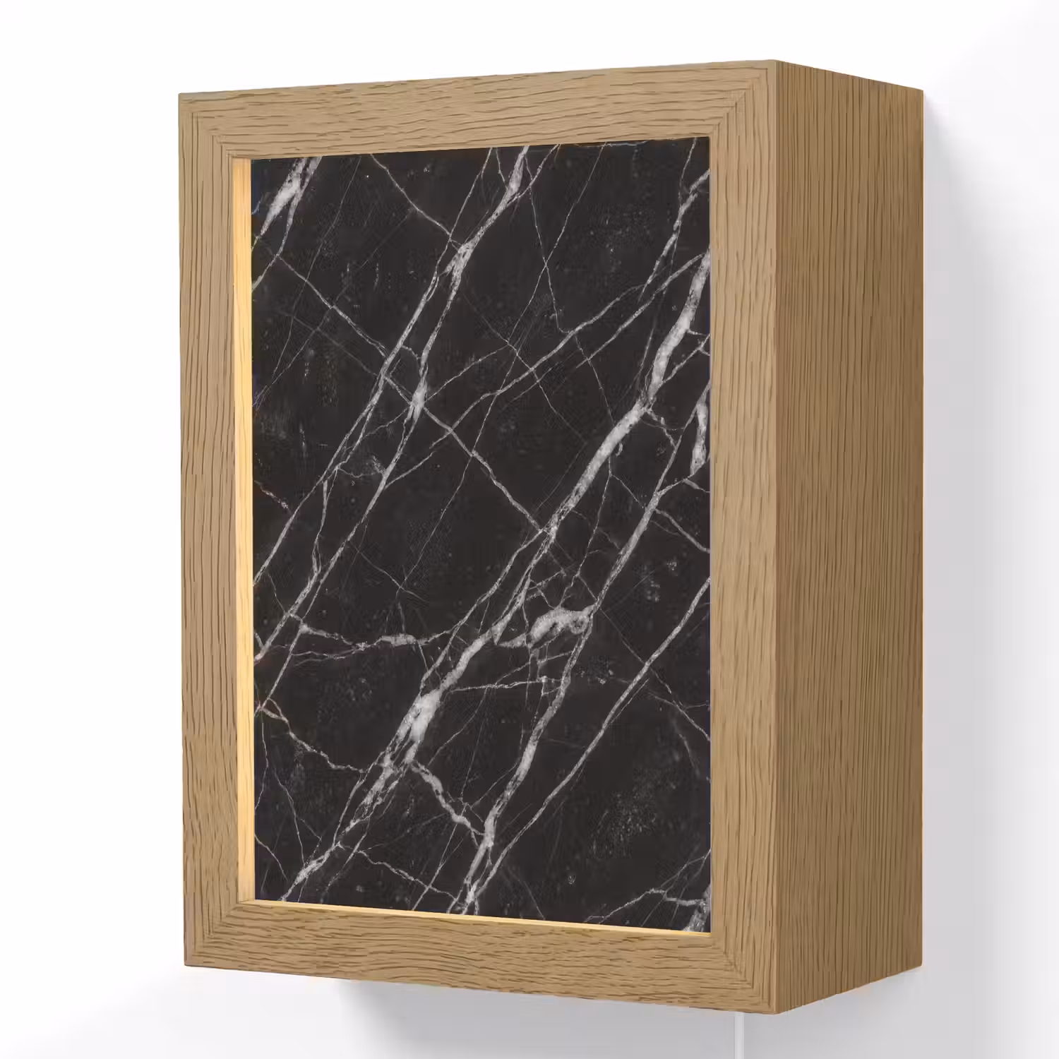 Marmer - Aders - Abstract - Zwart Light Box met kabel (Wandlamp) klein -3d