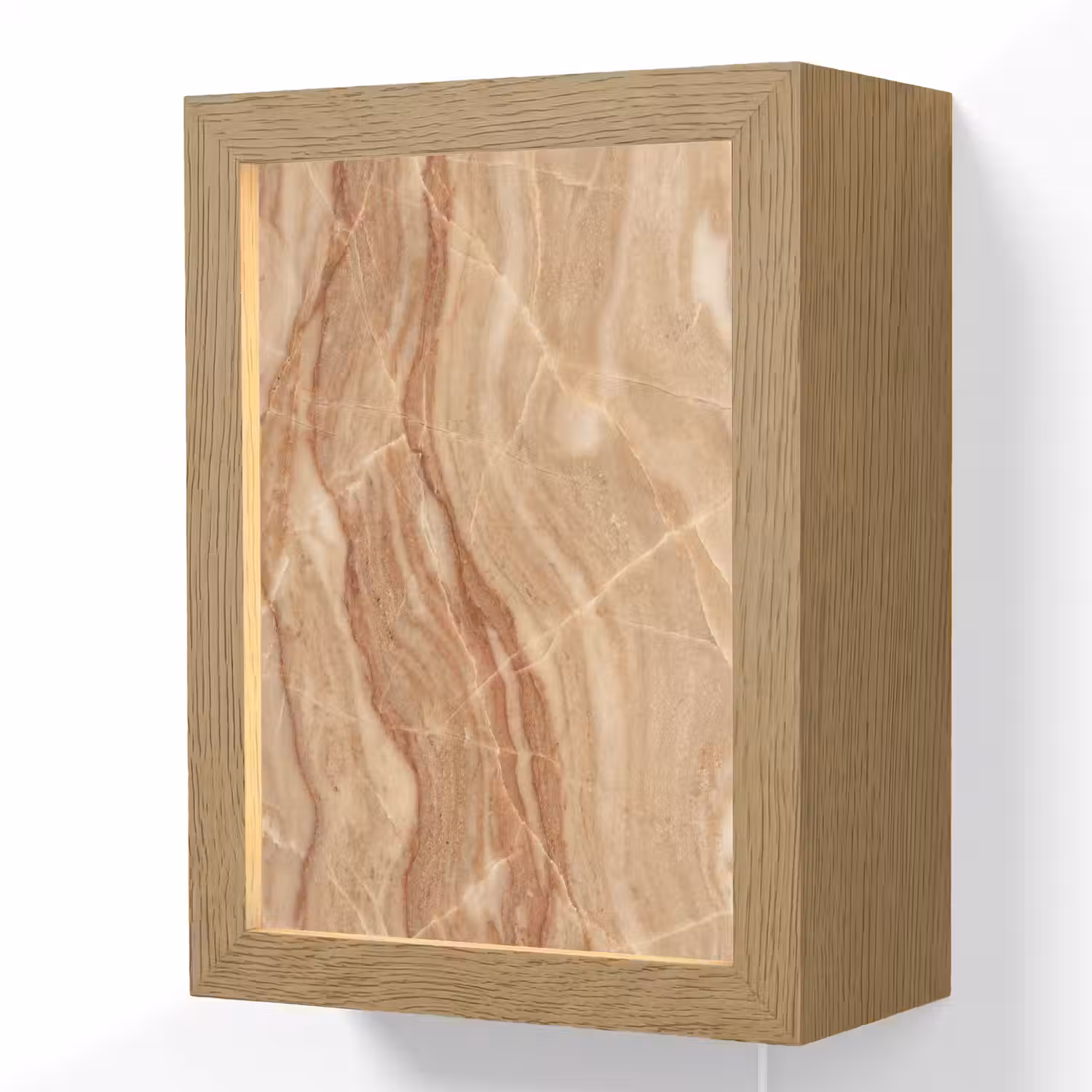 Marmer - Ader - Natuur - Abstract - Beige Light Box met kabel (Wandlamp) klein -3d