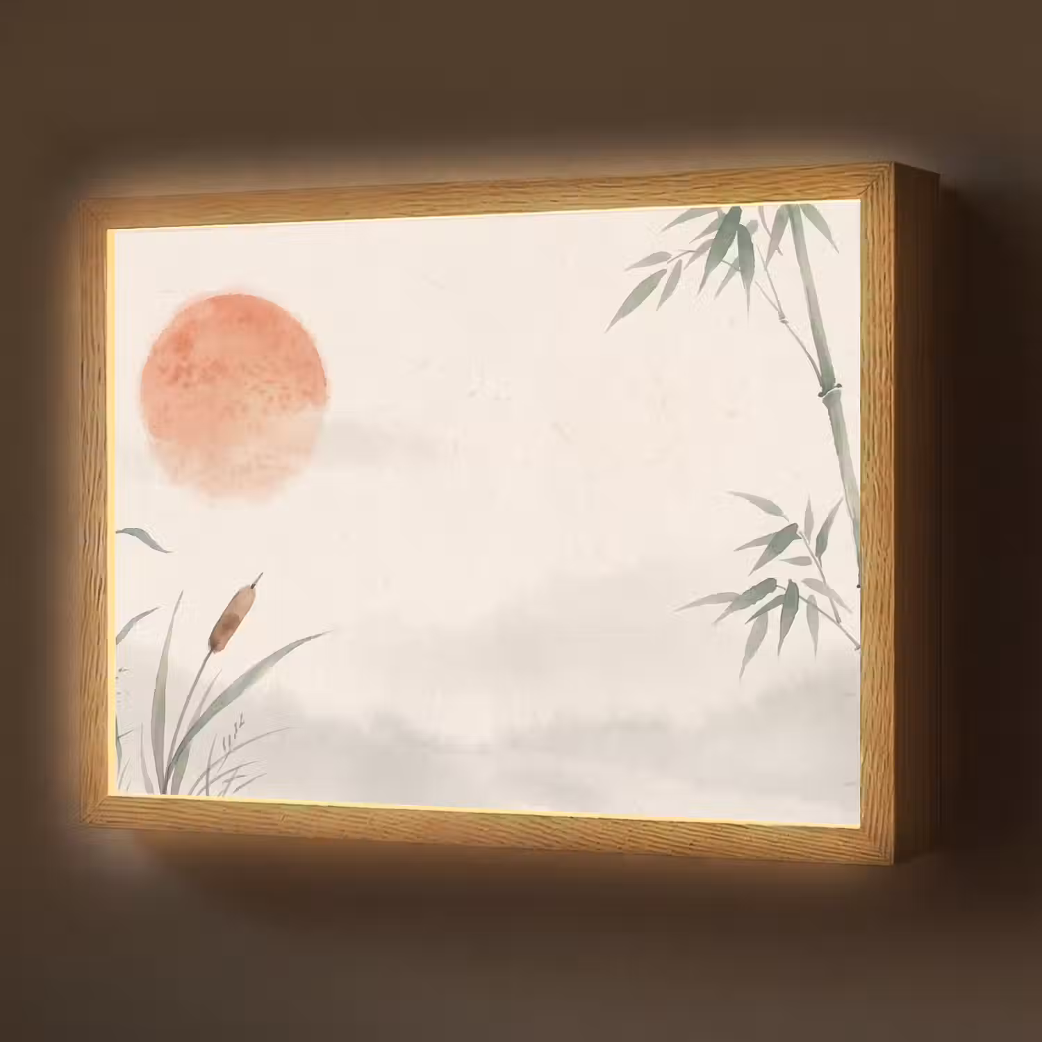 Minimalistisch - Bamboe - Groen Light Box met batterij (Wandlamp) middel -z3d_website
