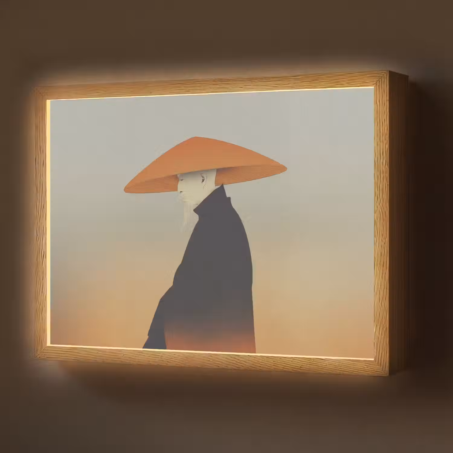 Minimalistisch - Silhouet - Oranje Light Box met batterij (Wandlamp) middel -z3d_website