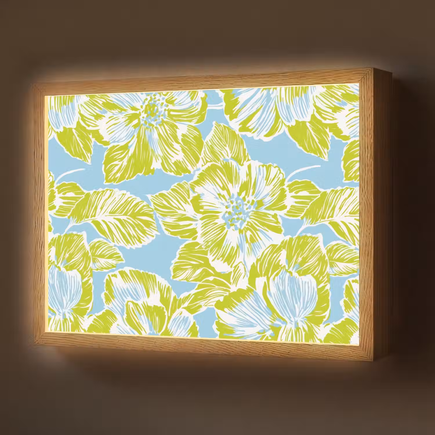 Modern - Bloemen - Groen Light Box met batterij (Wandlamp) middel 907 -z3d_website