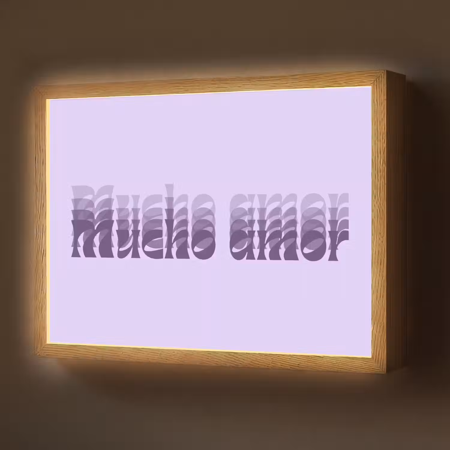 Mucho amor - Paars - Gelaagde letters Light Box met batterij (Wandlamp) middel -z3d_website