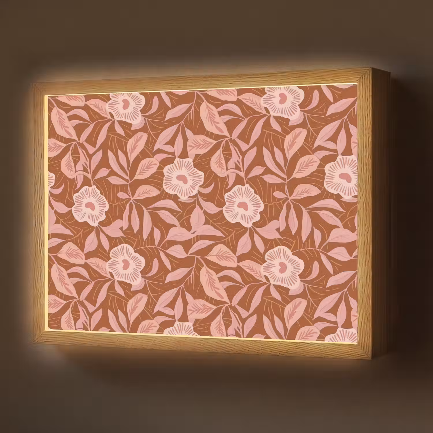 Patroon - Bladeren - Terracotta Light Box met batterij (Wandlamp) middel 907 -z3d_website