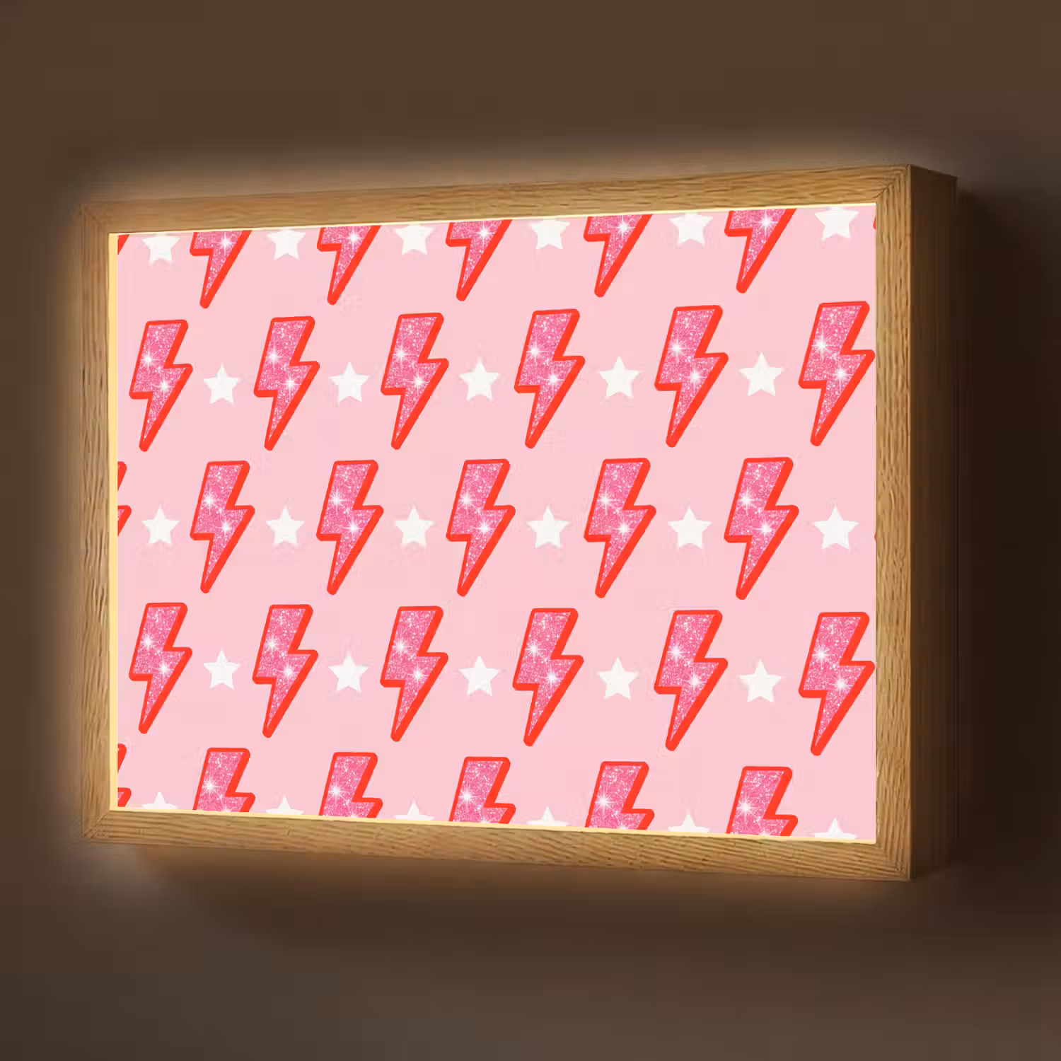 Patroon - Bliksem - Ster - Glitter - Roze Light Box met batterij (Wandlamp) middel -z3d_website