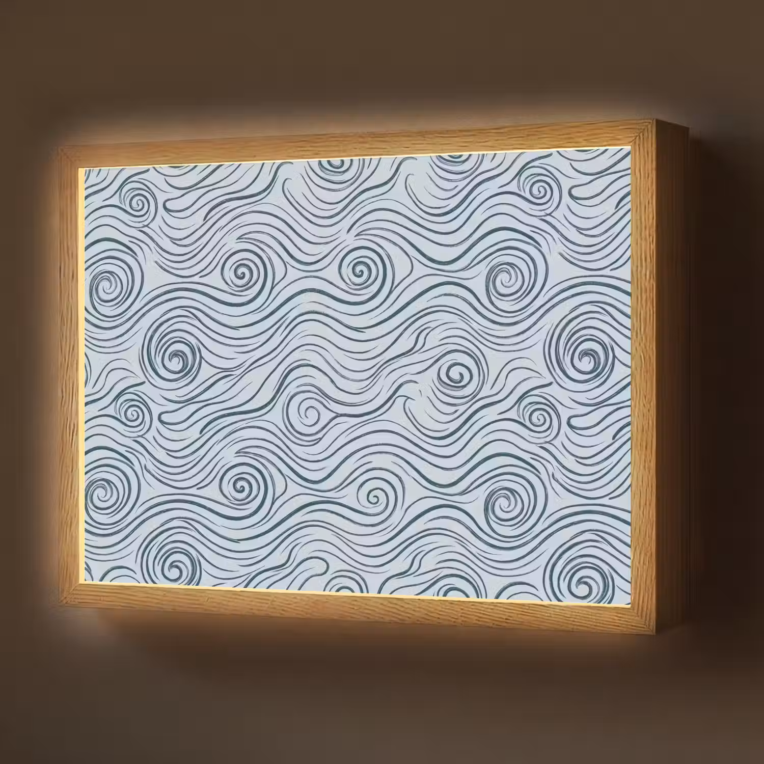 Patroon - Golven - Abstract - Modern - Blauw Light Box met batterij (Wandlamp) middel -z3d_website