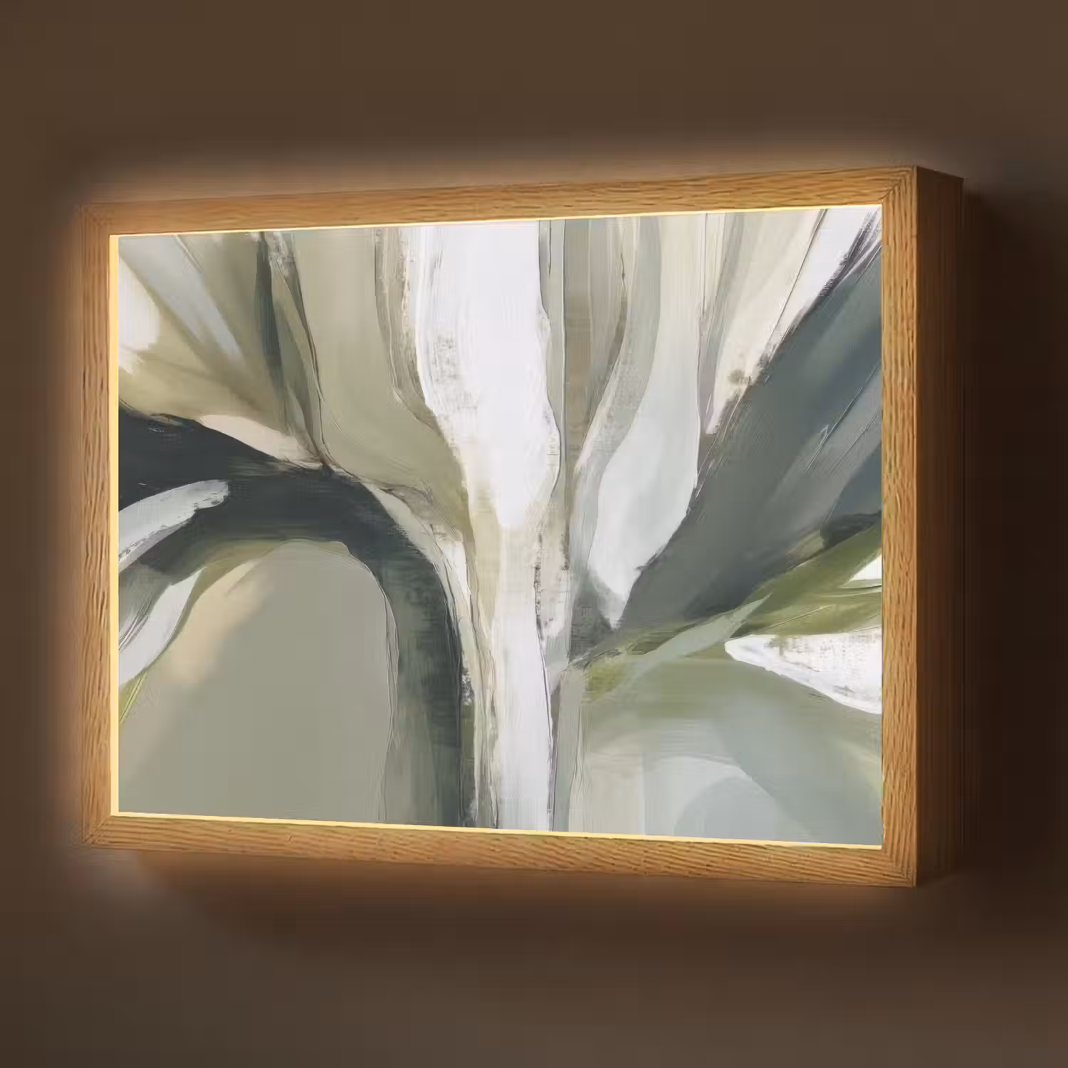 Natuur - Abstract - Groen - Penseelstreken Light Box met batterij (Wandlamp) middel -z3d_website