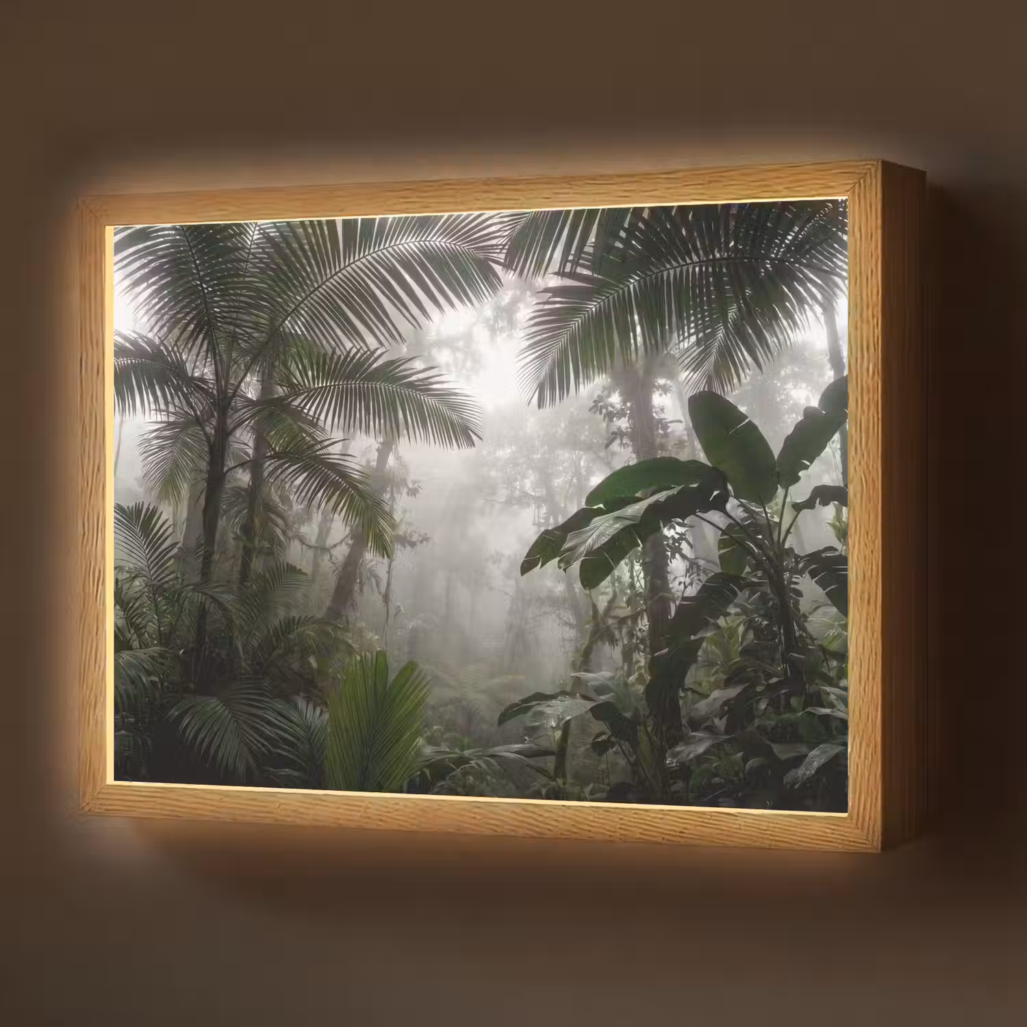 Natuur - Jungle - Mist - Groen - Bladeren Light Box met batterij (Wandlamp) middel -z3d_website