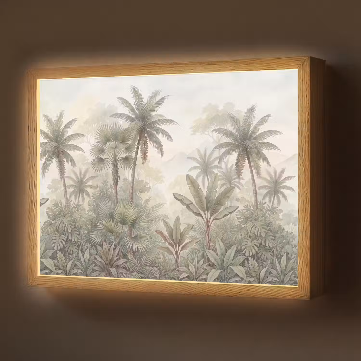 Natuur - Tropisch bos - Landschap - Aquarel - Groen Light Box met batterij (Wandlamp) middel -z3d_website