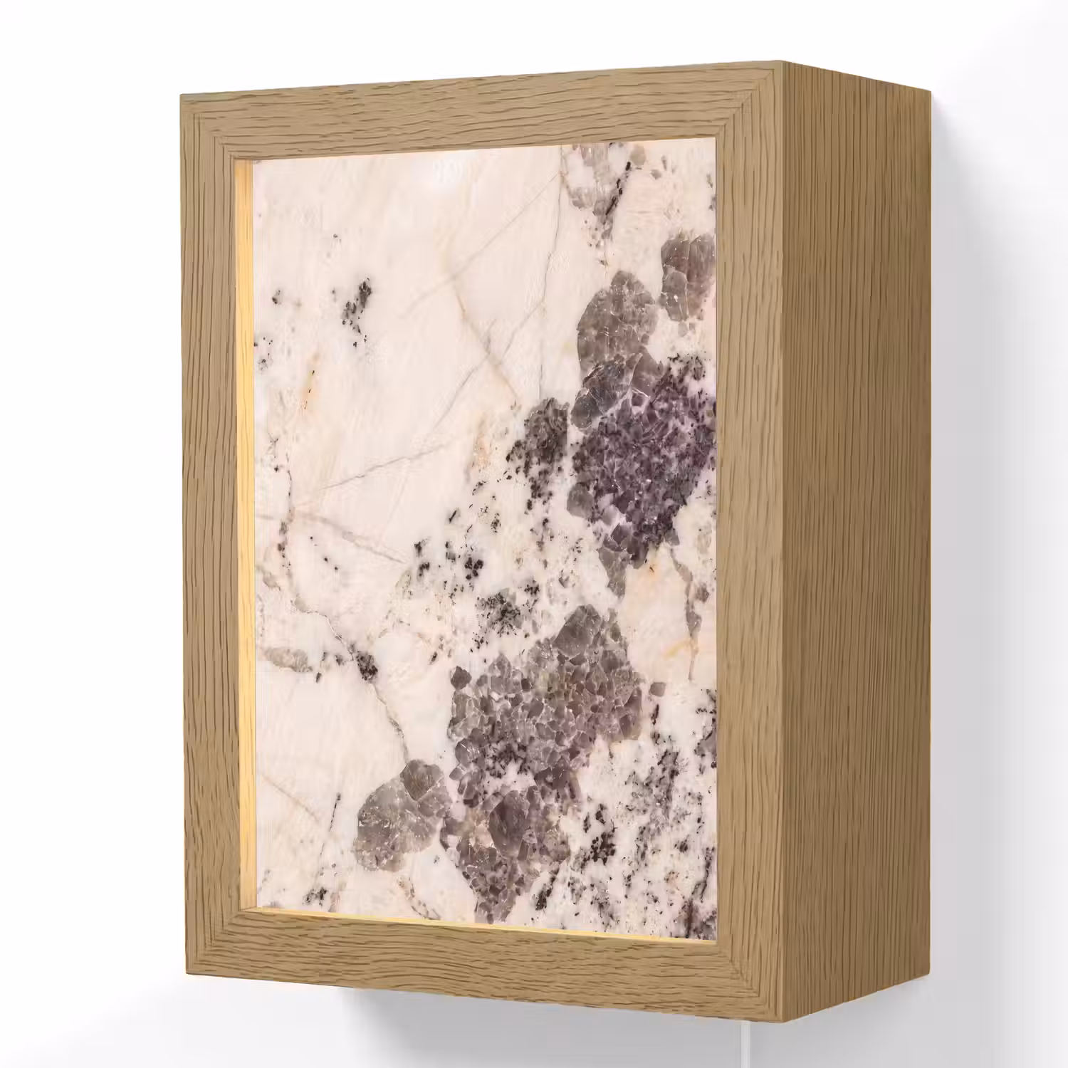 Natuursteen - Patroon - Abstract - Beige - Grijs Light Box met kabel (Wandlamp) klein -3d
