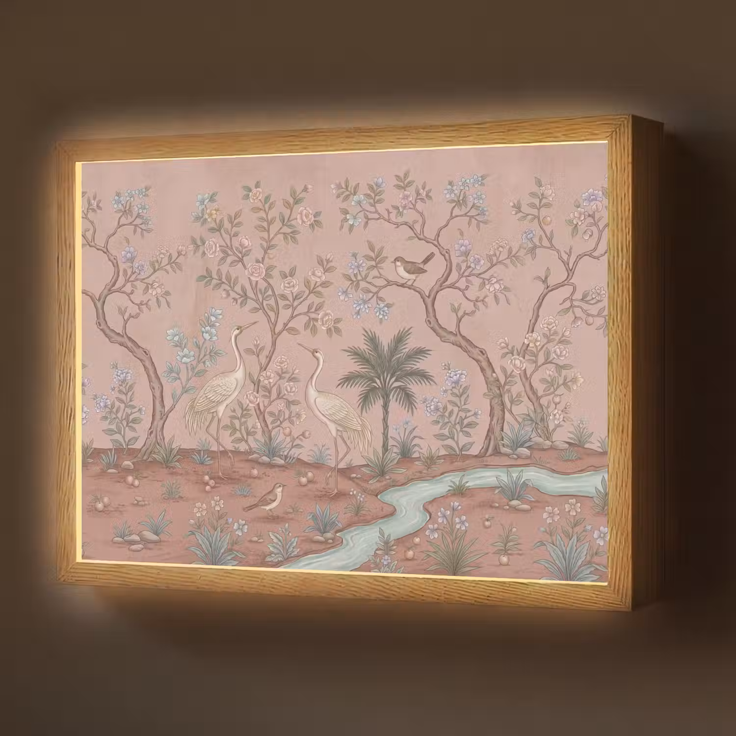 Nostalgisch - Reigers - Roze Light Box met batterij (Wandlamp) middel -z3d_website