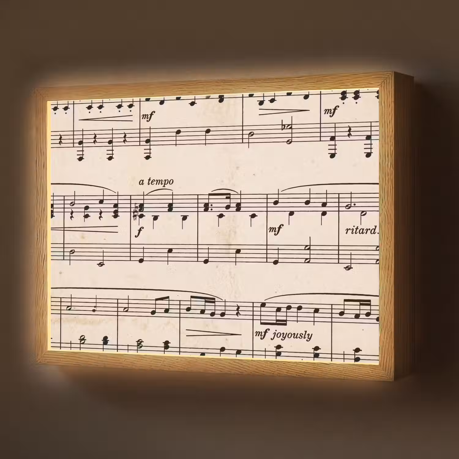 Muzieknotatie - Notenbalken - Kunst - Klassiek - Beige Light Box met batterij (Wandlamp) middel -z3d_website