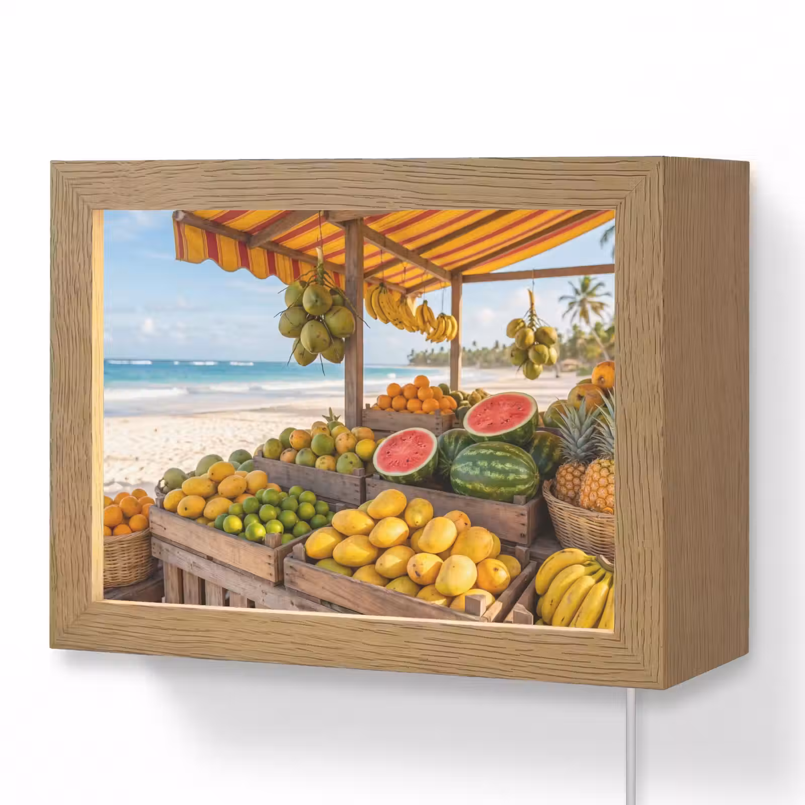 Lightbox - Wandleuchte - Obst – Strand – Tropisch - Fruit - Strand - Tropisch Light Box met kabel (Wandlamp) klein