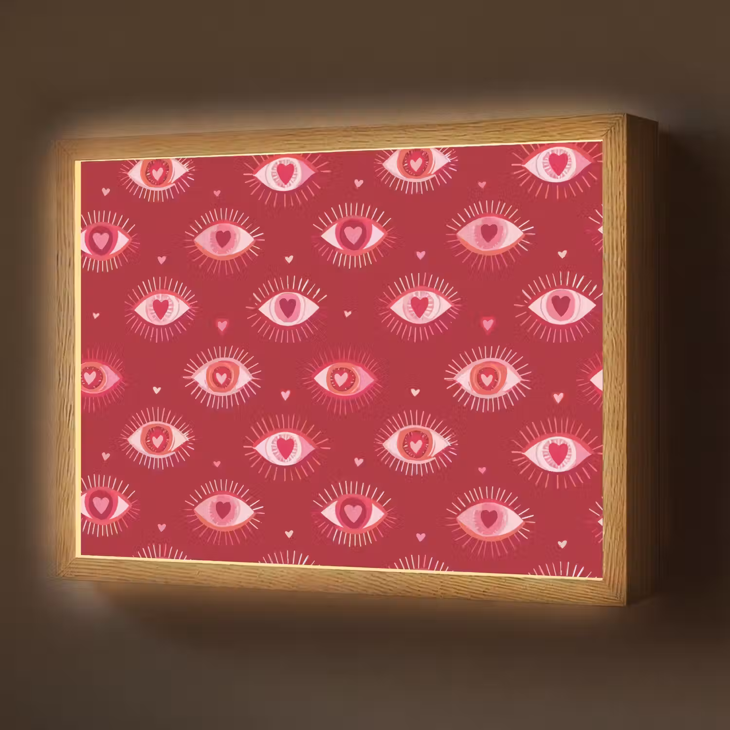 Ogen - Patroon - Roze - Donkerrood Light Box met batterij (Wandlamp) middel 907 -z3d_website