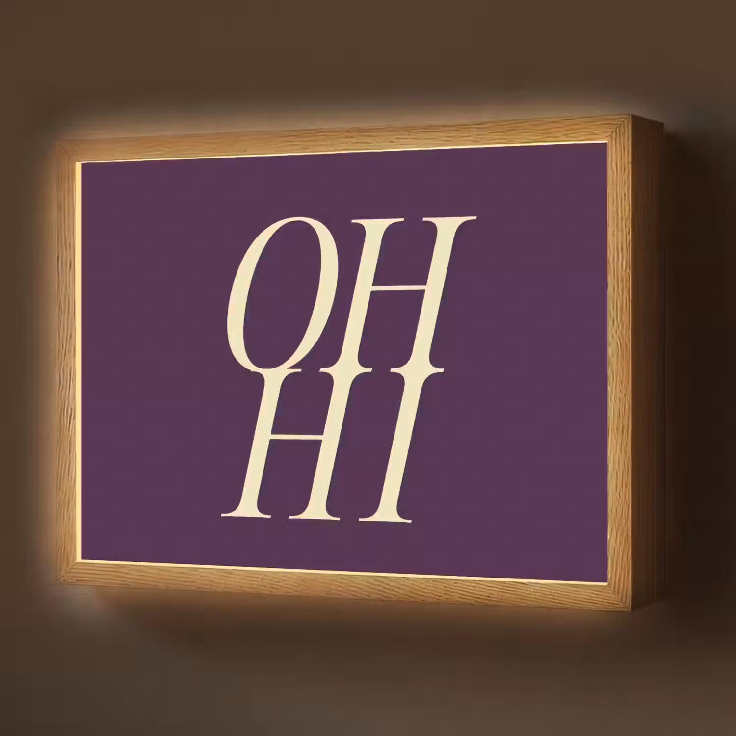 Oh hi - Paars - Minimalistisch Light Box met batterij (Wandlamp) middel -z3d_website